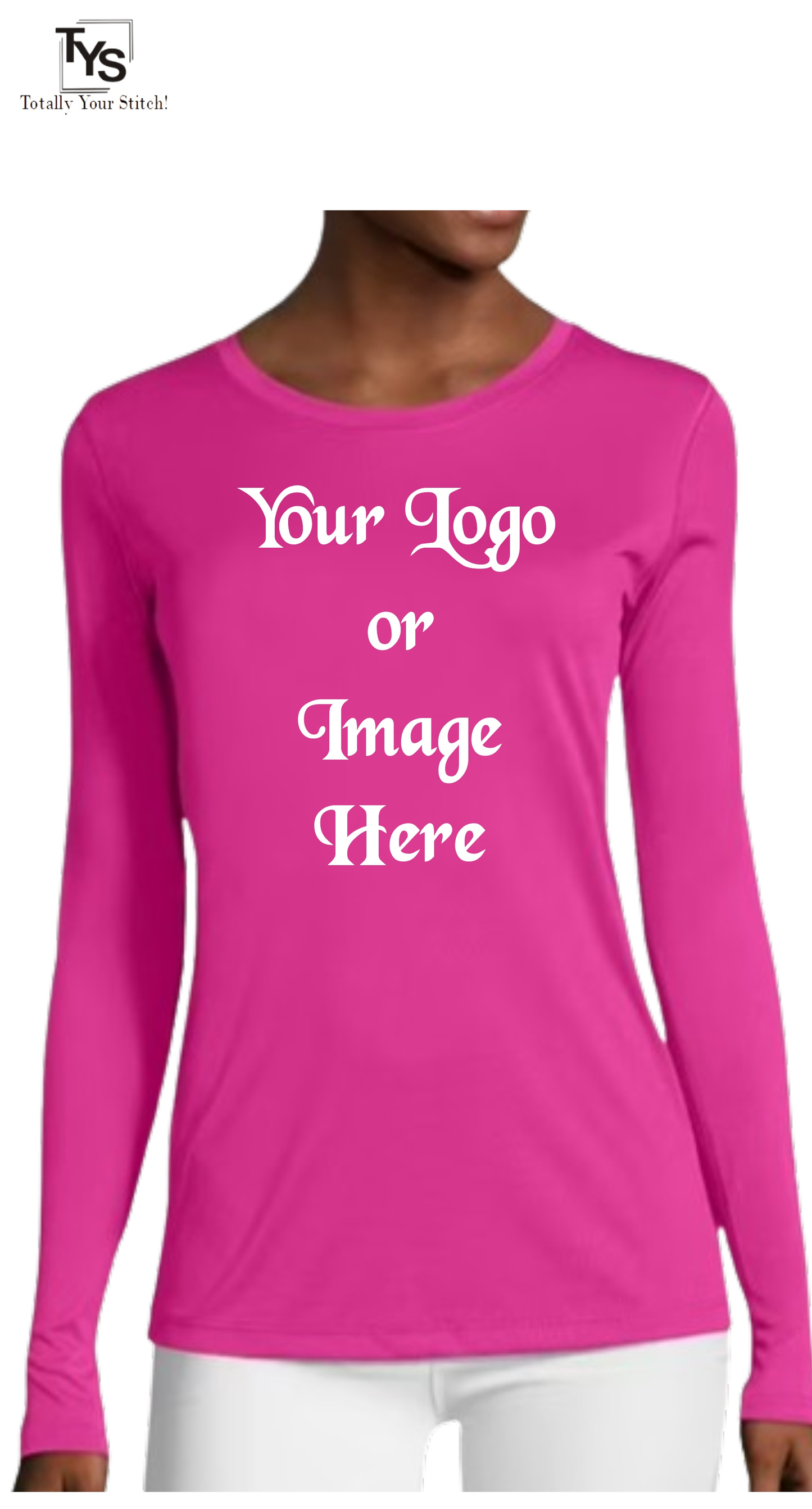 Custom Printed Long Sleeve Crew Neck shirts -4 Pack Women - fushia