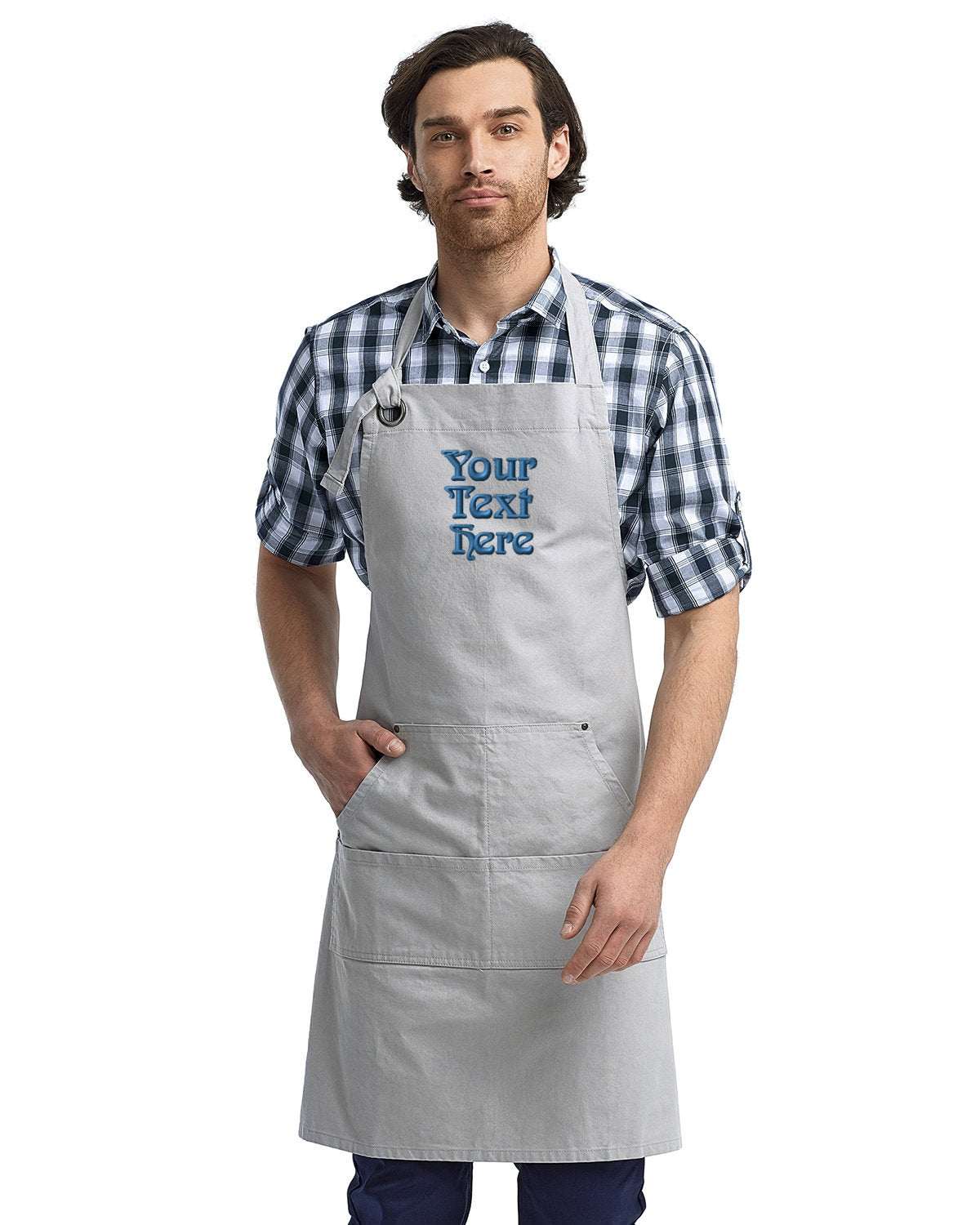 Unisex Pocket Apron Your Personalized Text Embroidered - 3 pack - silver