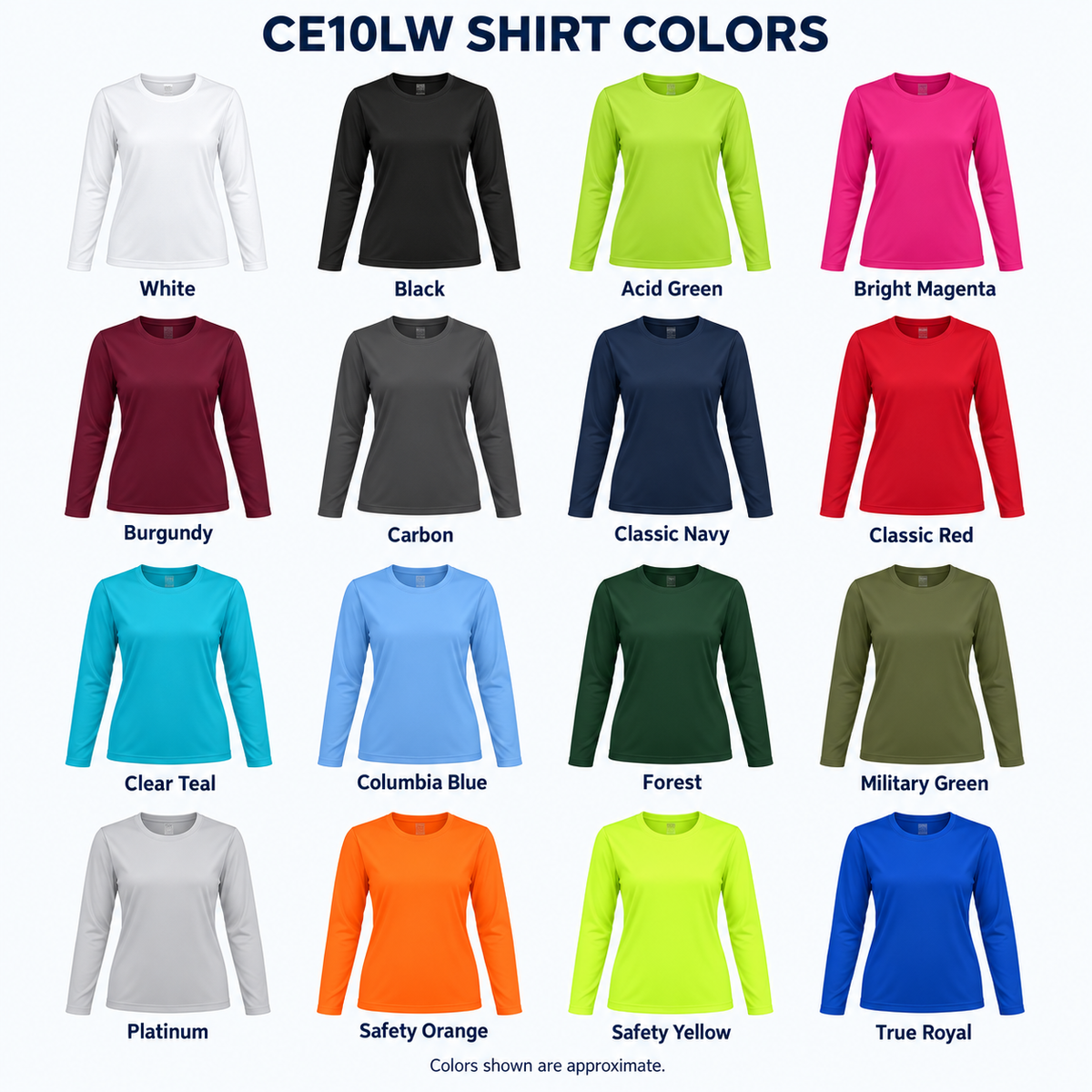 Custom Printed Long Sleeve Crew Neck Dri-Fit shirts -4 Pack Women