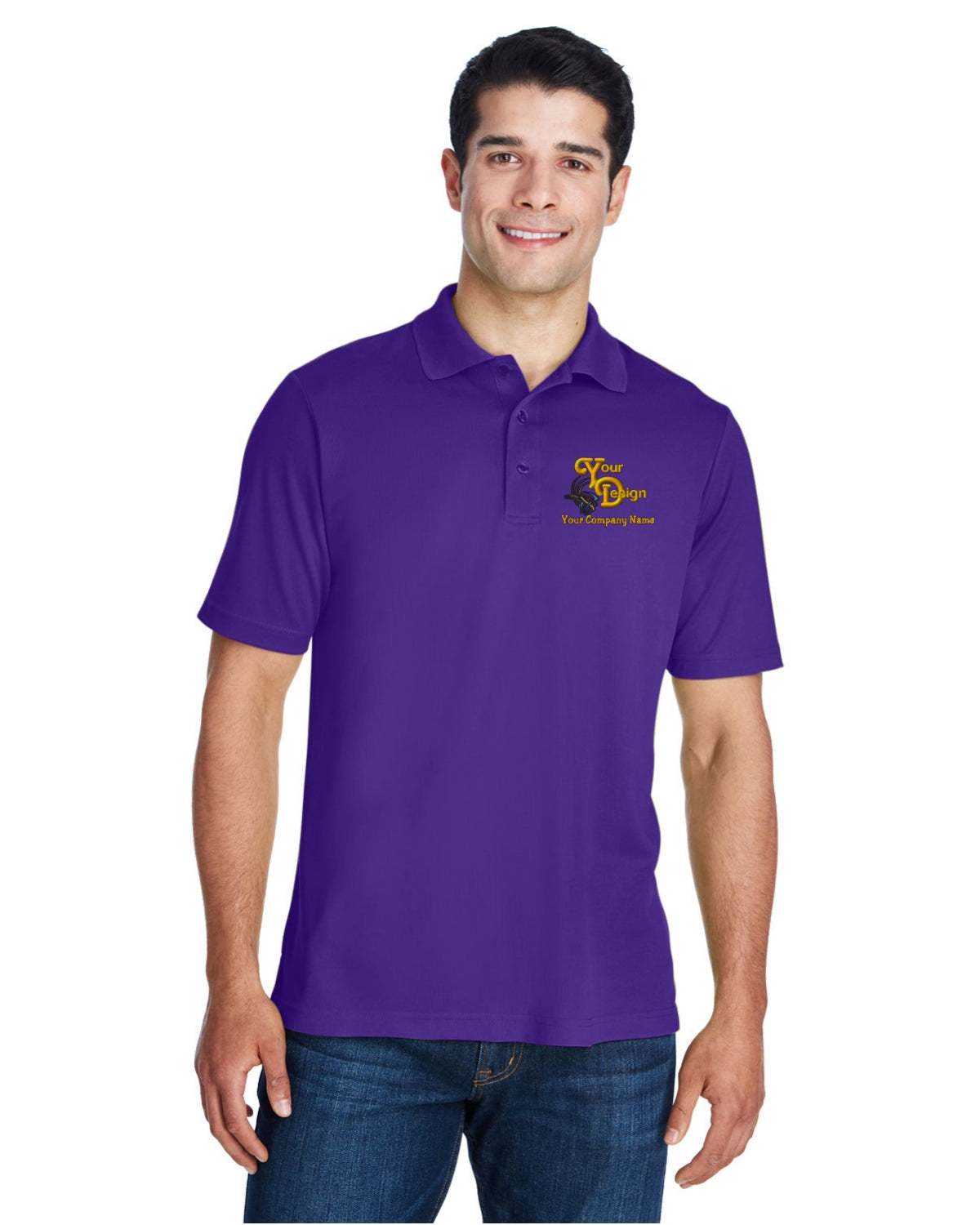 Dry-Sport Poly Shirts Your Custom Logo Embroidered Men purple