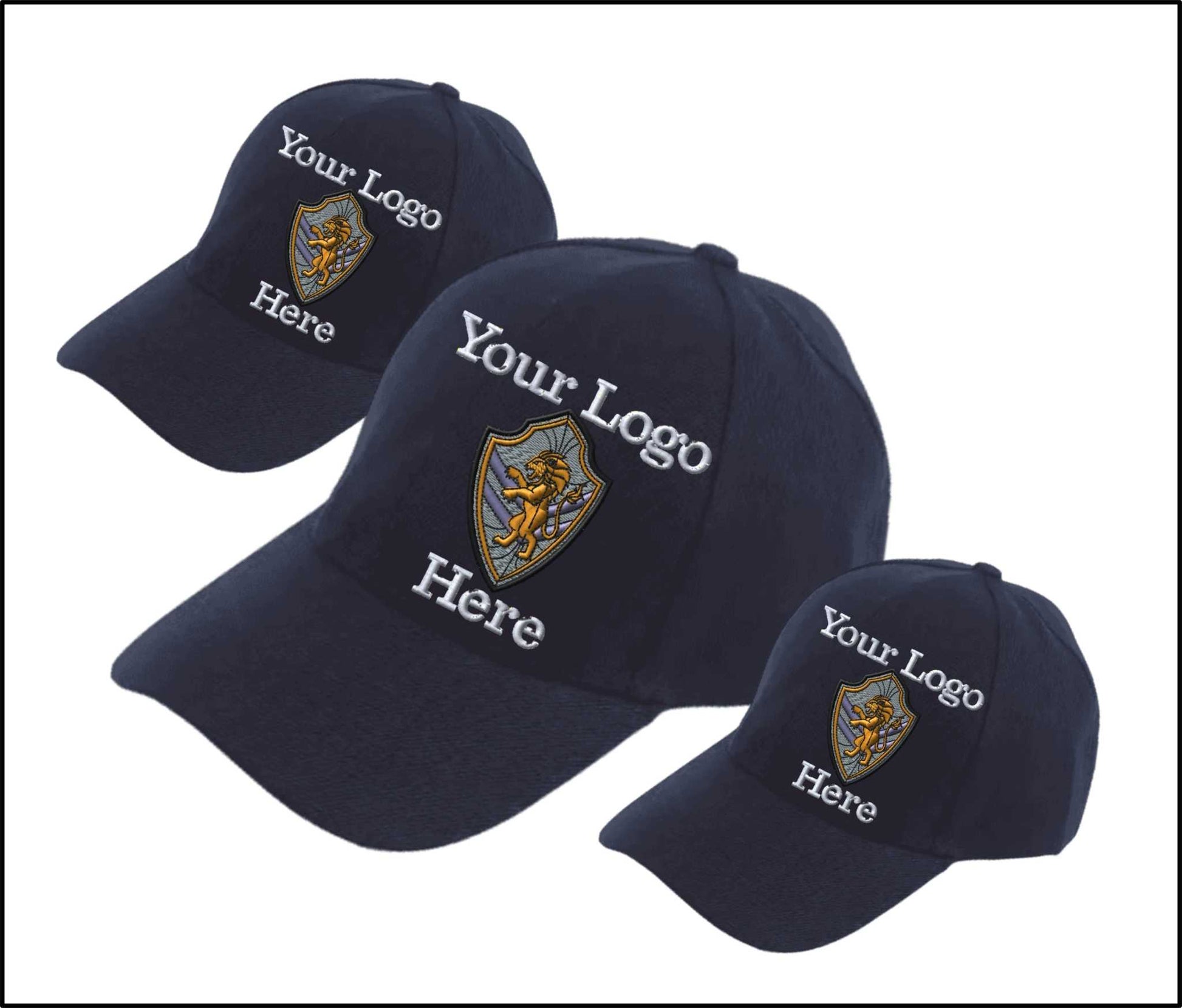 Adjustable Ball Caps Your Custom Logo Image Embroidered on Cap-3 Pack - navy blue