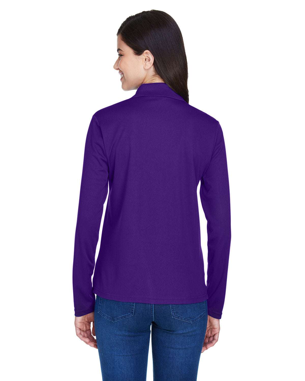 Long Sleeve Dry-Fit Polo with Custom Text Embroidered - Women - purple