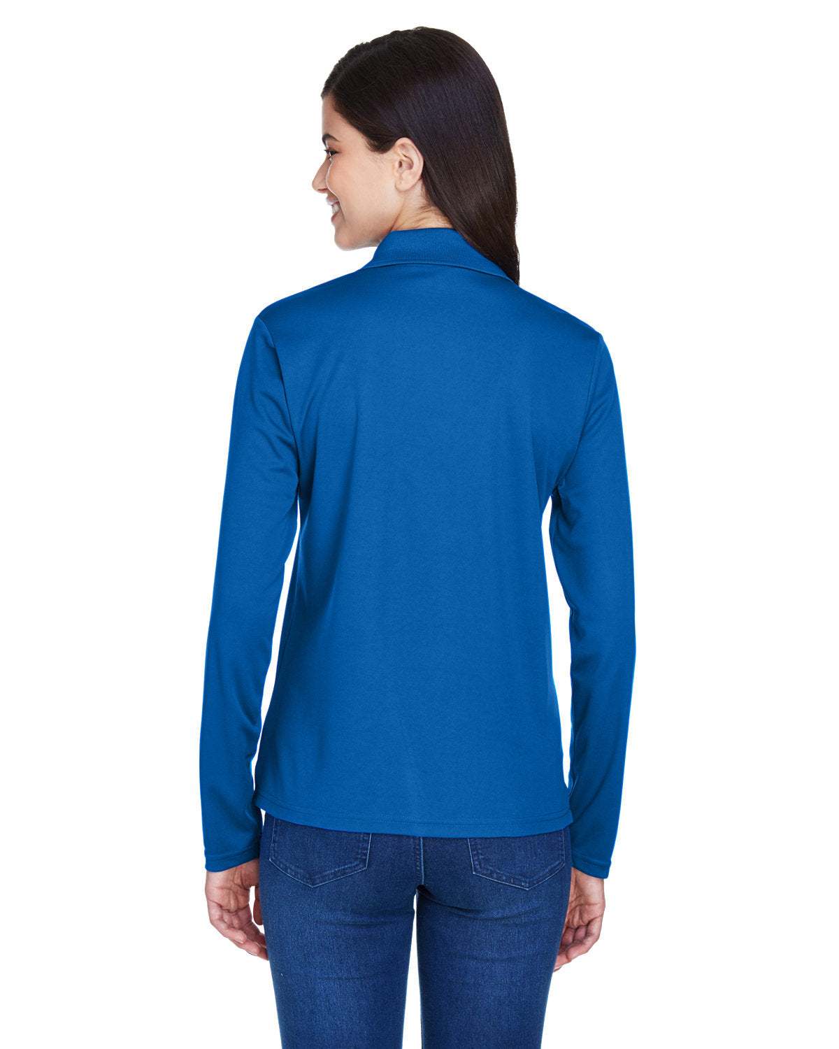 Long Sleeve Dry-Fit Polo with Custom Text Embroidered - Women - royal blue