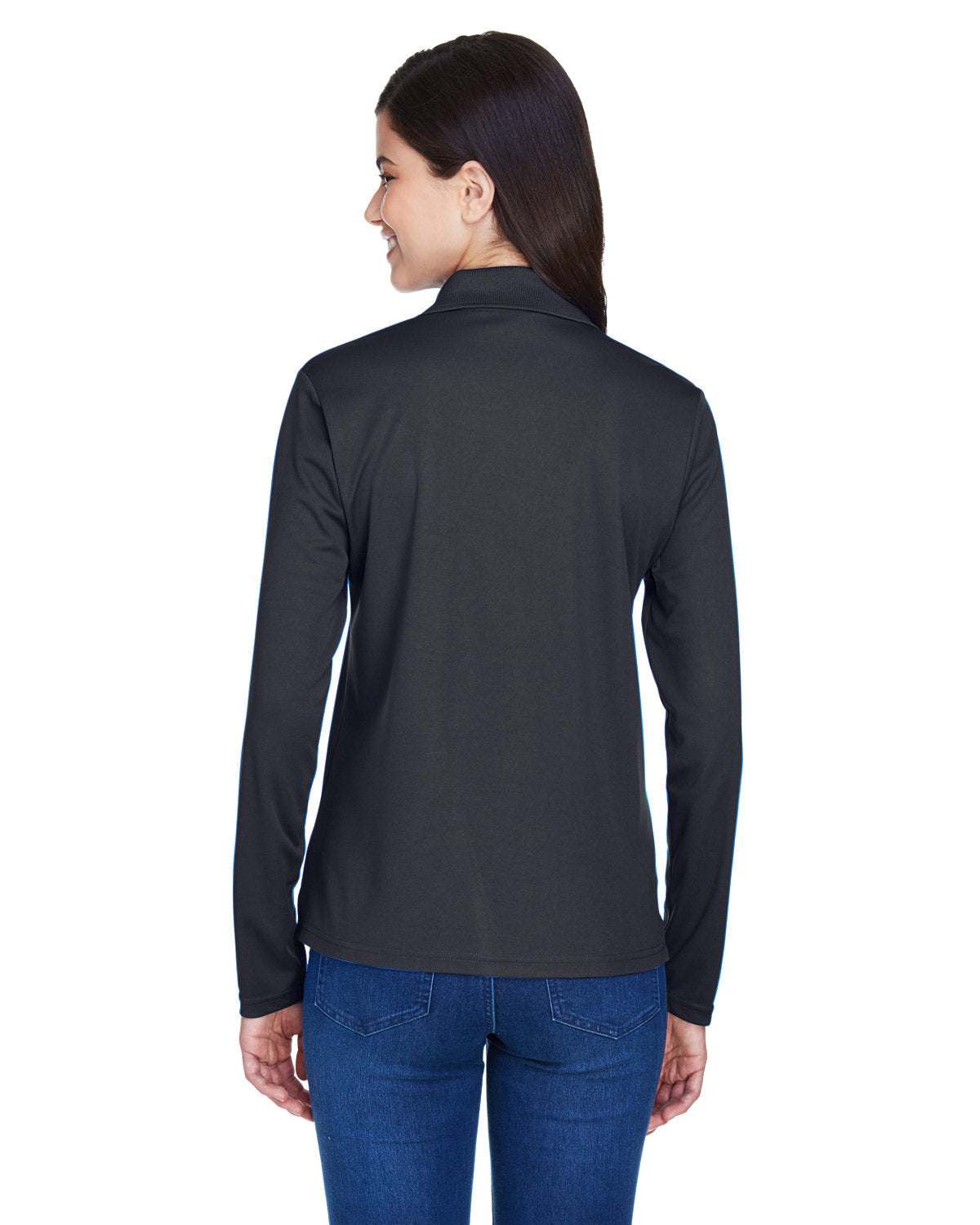 Long Sleeve Dry-Fit Polo with Custom Text Embroidered - Women - carbon