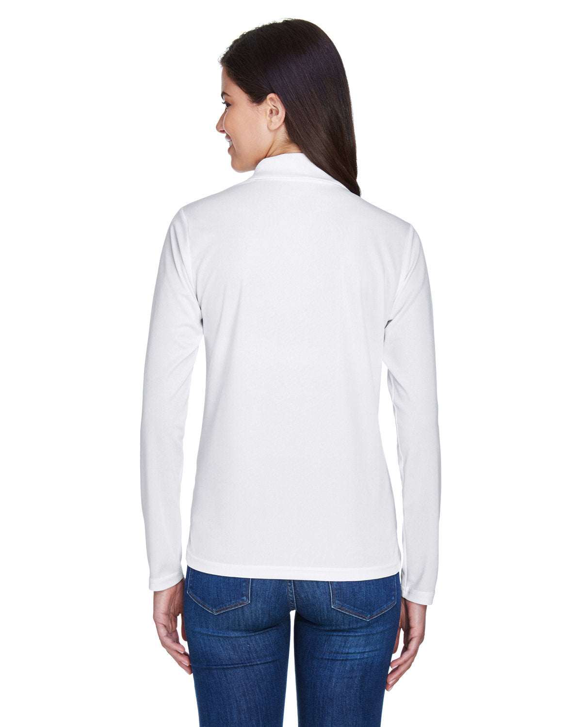 Long Sleeve Dry-Fit Polo with Custom Text Embroidered - Women - white