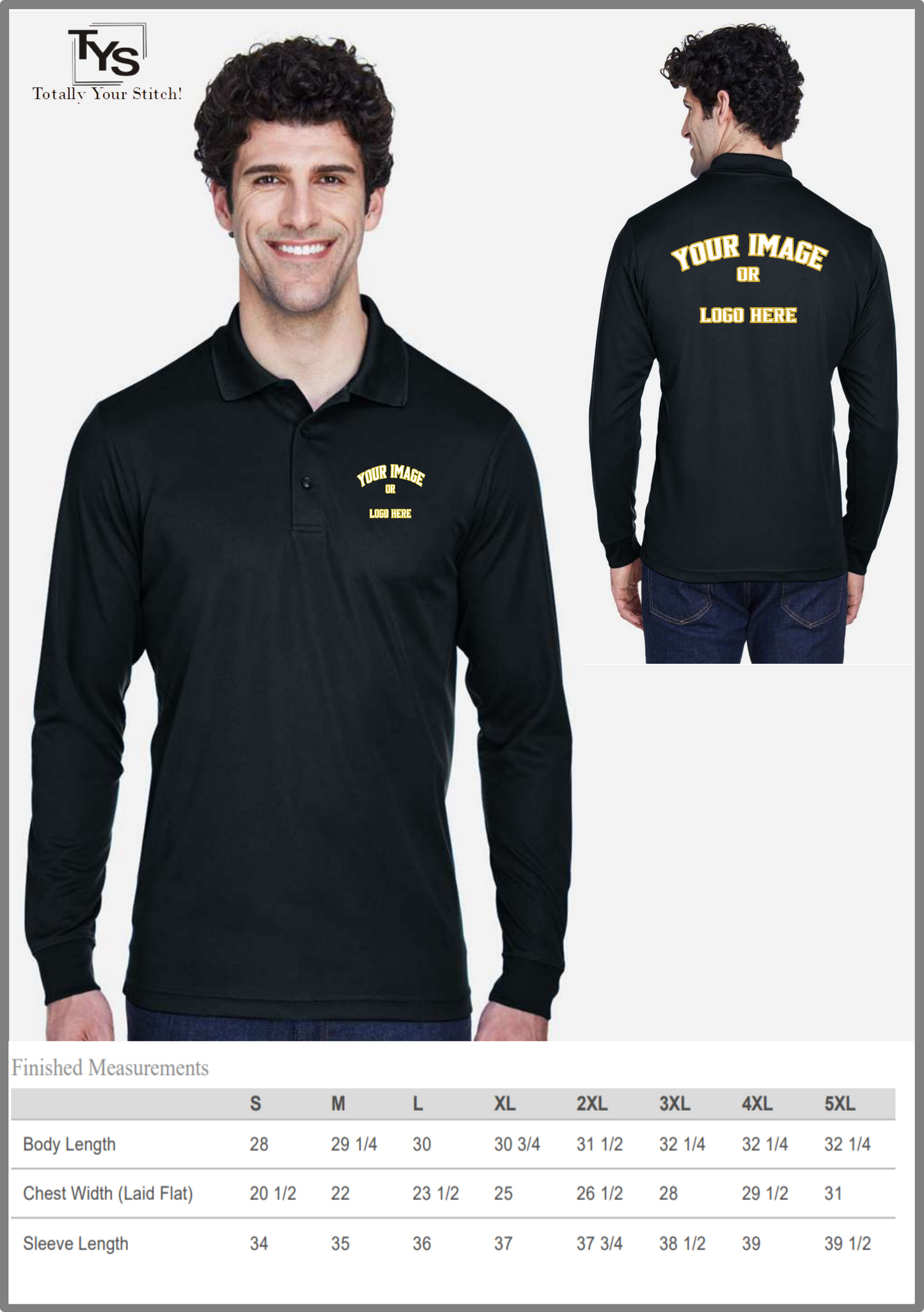 Long Sleeve Polo Shirt With Custom Print - Men
