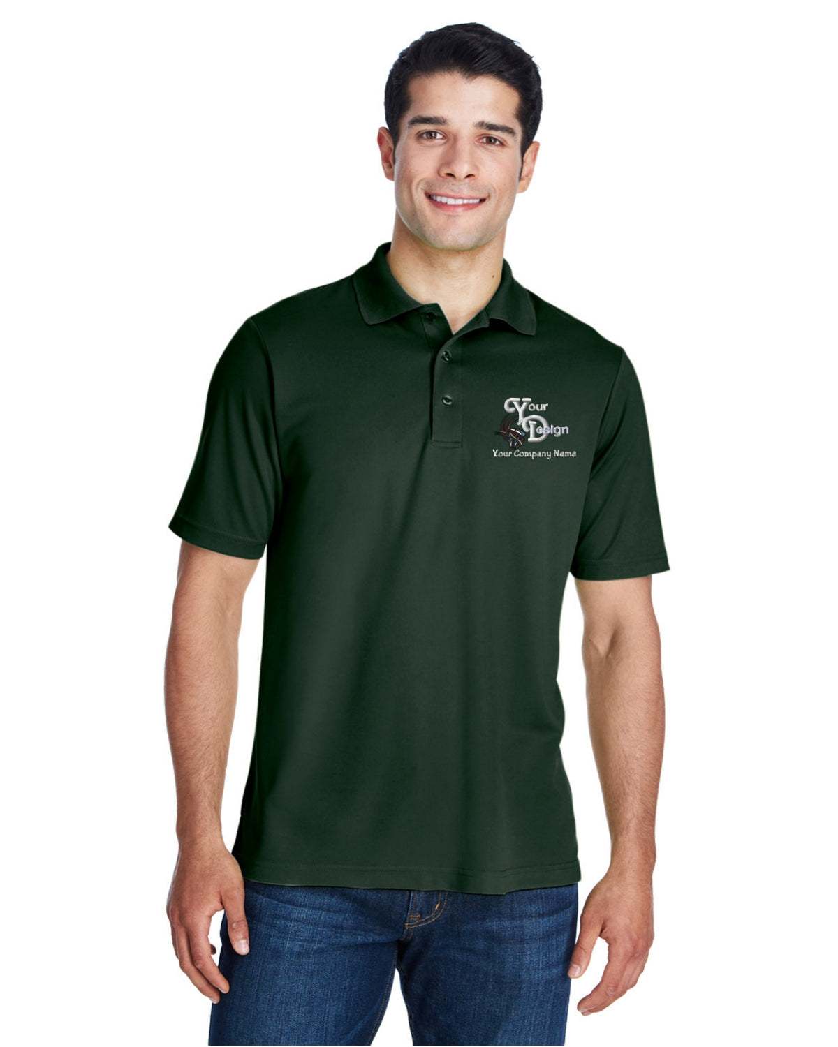 Custom Polo Shirts Your Business Logo Embroidered -FREE Caps Wholesale - green