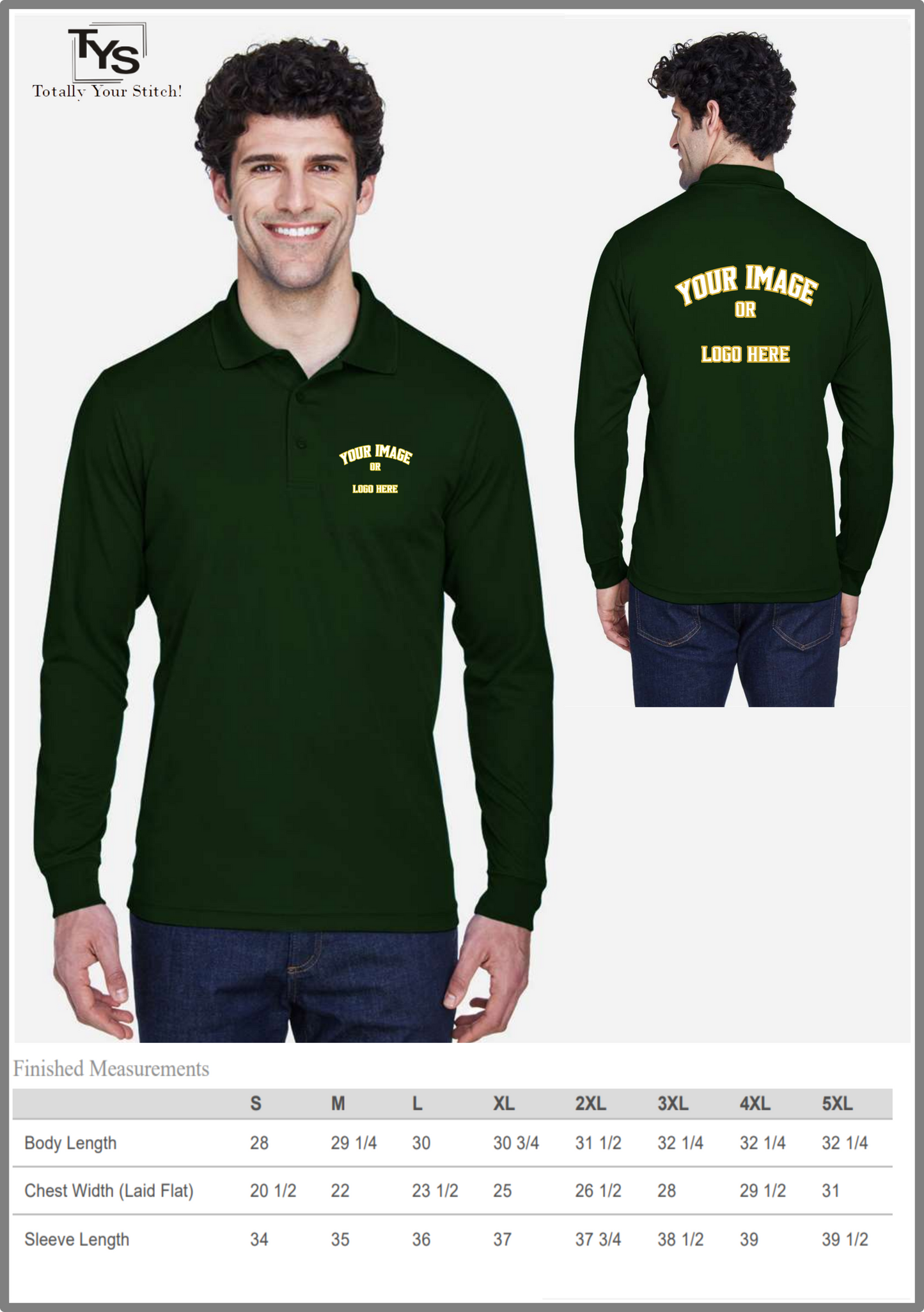 Long Sleeve Polo Shirt With Custom Print - Men