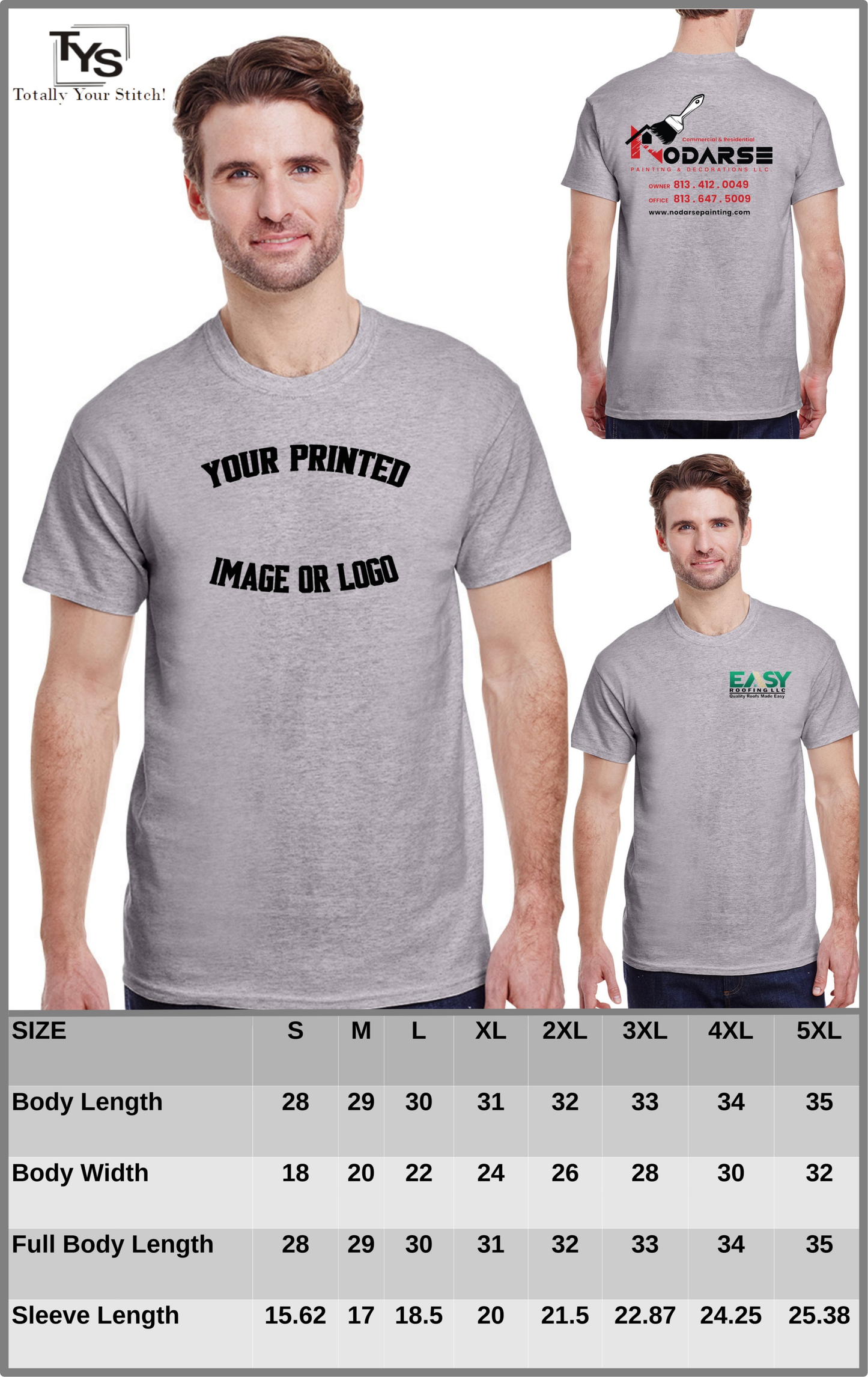 Custom Printed T-shirts Your Logo Design Men 4 pack - sport grey