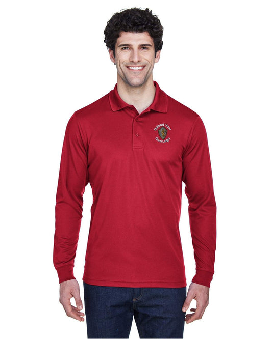 Long Sleeve Sport Polo Shirts Your Company Logo Embroidered Men 6-Pack - red