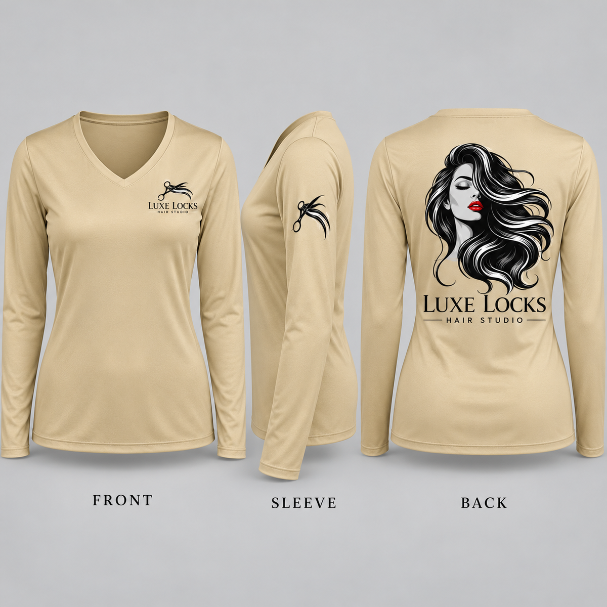 Custom Printed Long Sleeve V-Neck Dri-Fit shirt - Women