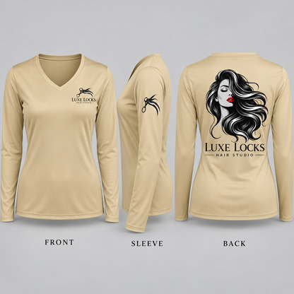 Custom Printed Long Sleeve V-Neck Dri-Fit shirt - Women