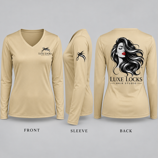 Custom Printed Long Sleeve V-Neck Dri-Fit shirt - Women