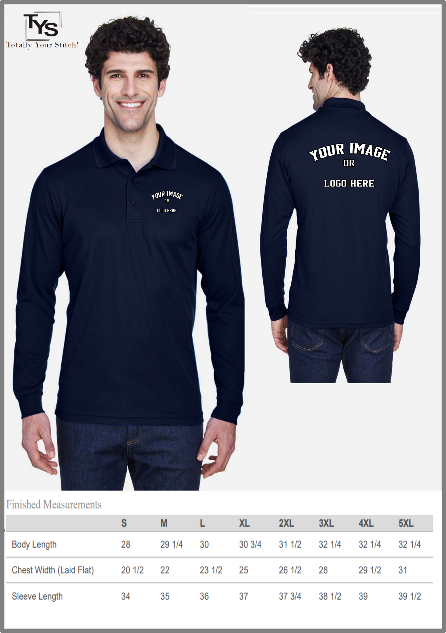 Long Sleeve Polo Shirt With Custom Print - Men