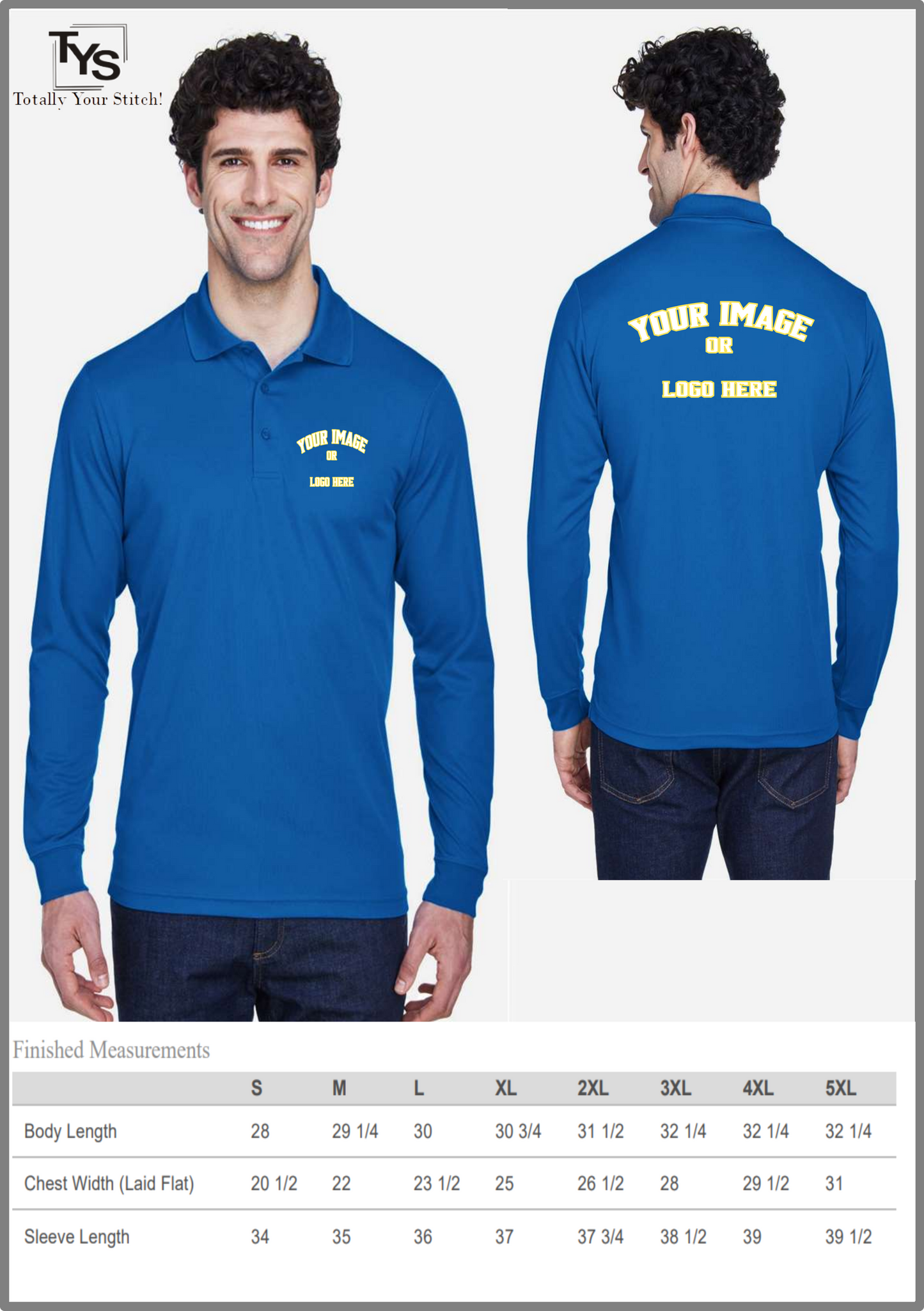 Long Sleeve Polo Shirt With Custom Print - Men