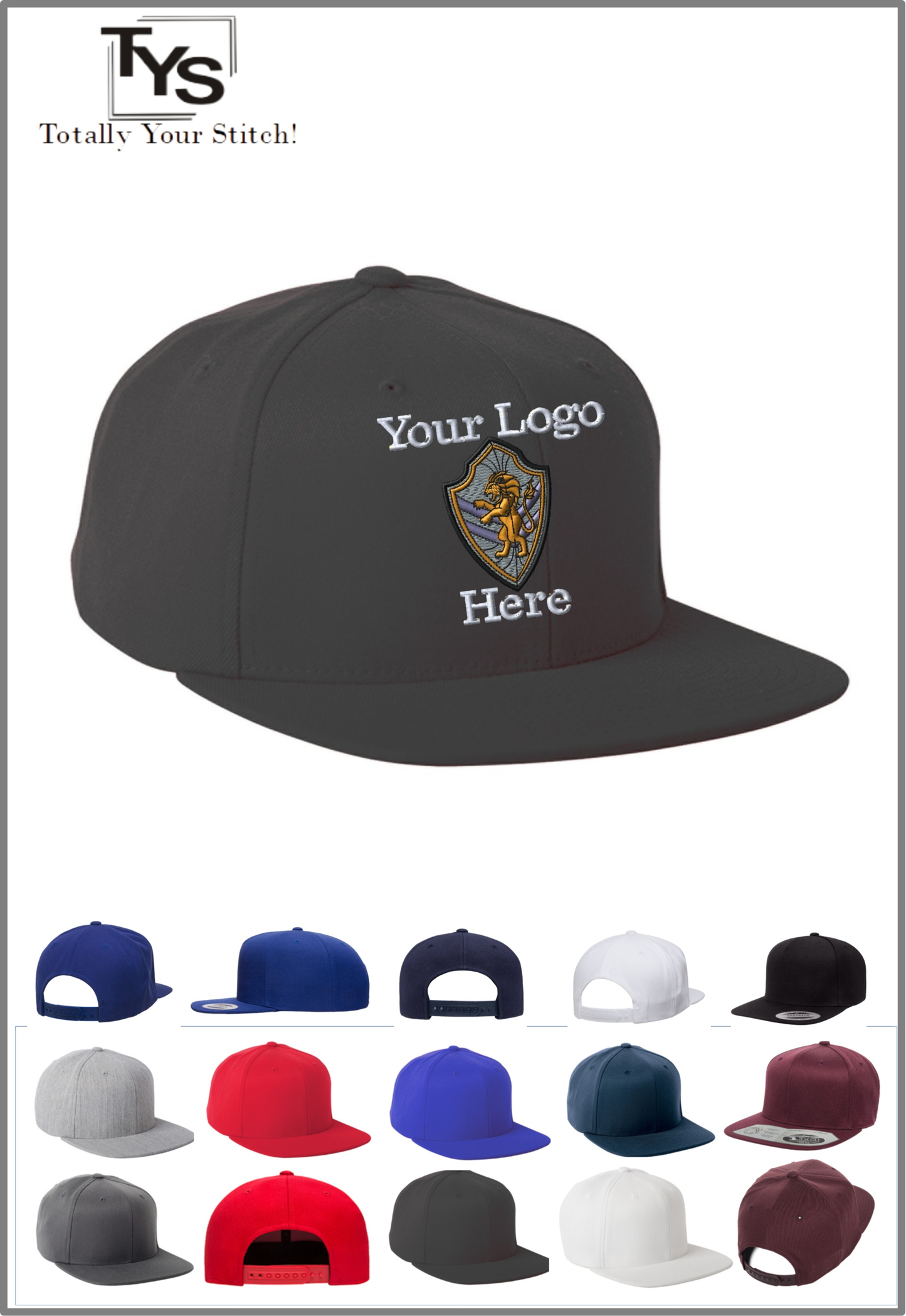 Snapback Caps with Your Company Logo Embroidered 3 Pack - black