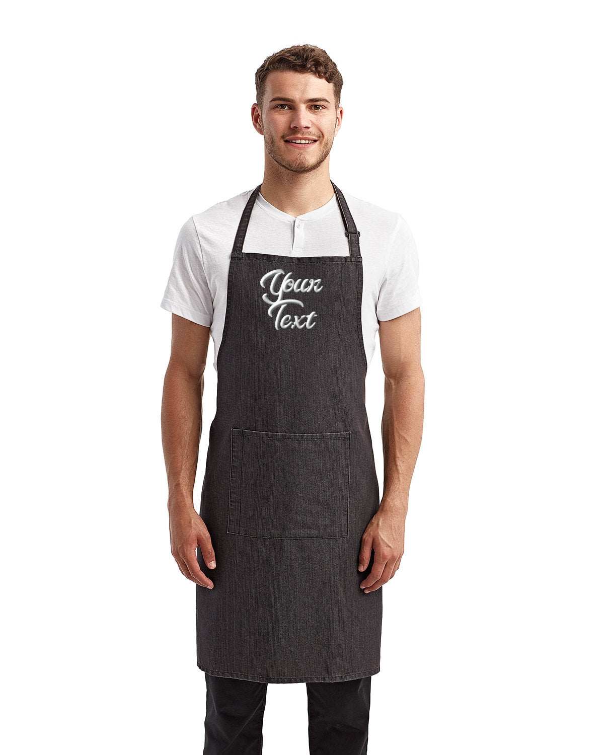 Restaurant Aprons with Your Company Name Embroidered - 3 Pack denim
