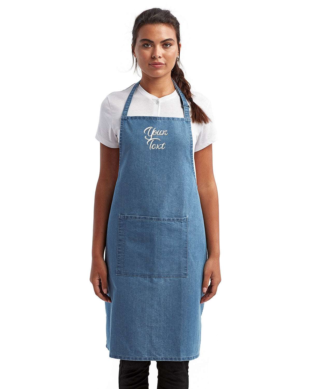 Restaurant Aprons with Your Company Name Embroidered - 3 Packblue denim