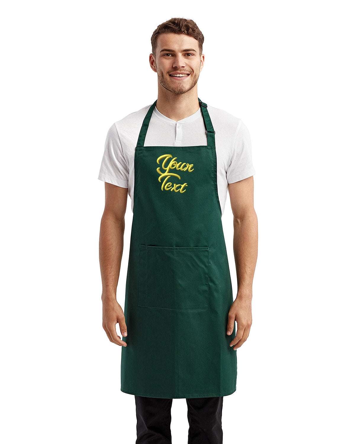 Restaurant Aprons with Your Company Name Embroidered - 3 Pack green