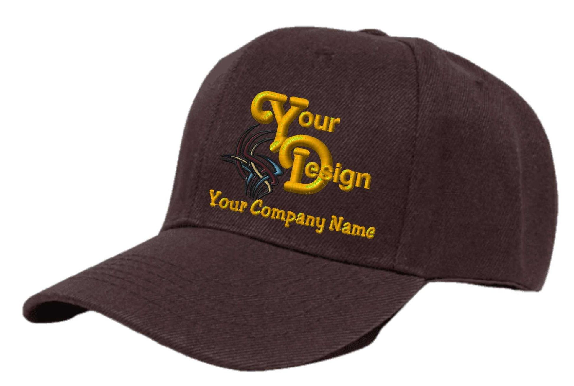 Adjustable Ball Cap Your Custom Logo Image Embroidered on Cap - brown