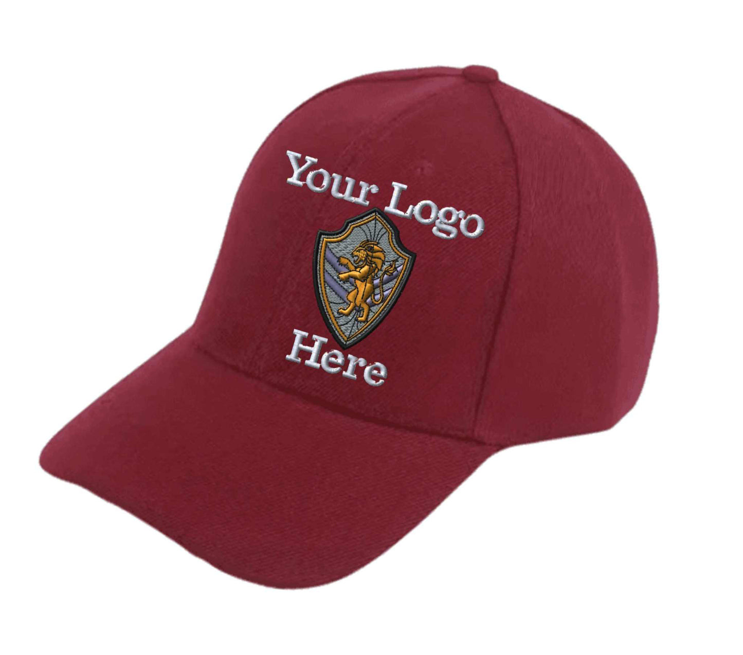 Adjustable Ball Cap Your Custom Logo Image Embroidered on Cap - maroon