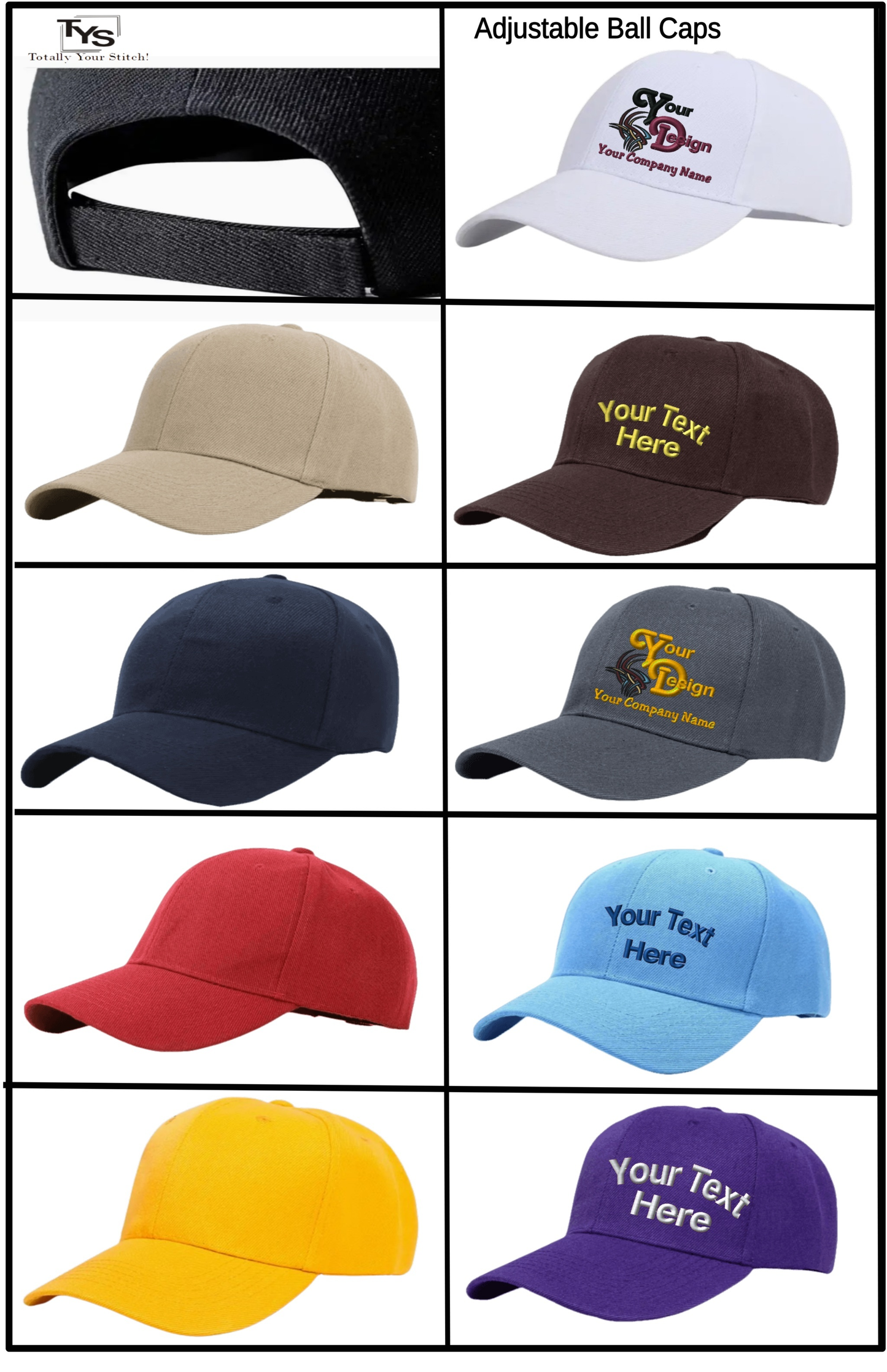 Adjustable Ball Cap Your Custom Logo Image Embroidered on Cap