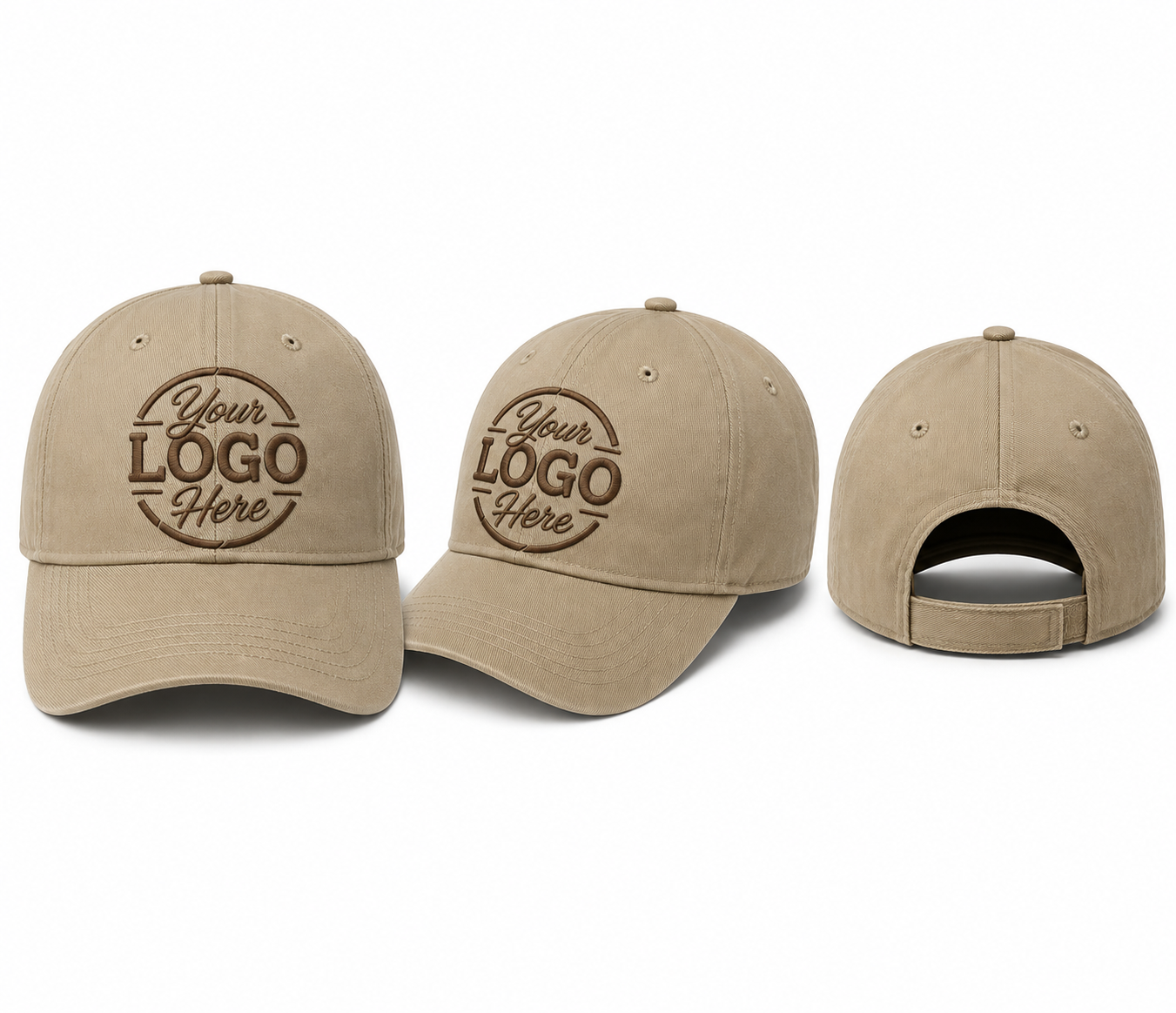 Adjustable Ball Caps Your Custom Logo Image Embroidered on Cap-3 Pack