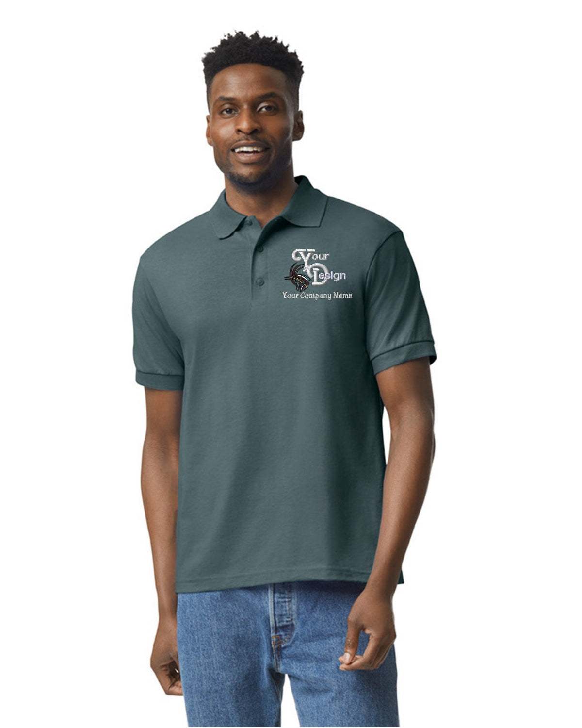 Wholesale Polo Shirts Custom Business Logo Embroidered 1 Dozen - grey