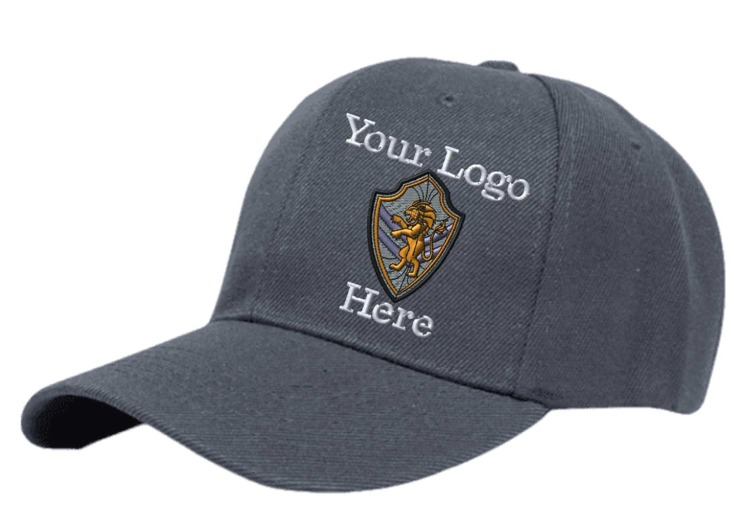 Adjustable Ball Cap Your Custom Logo Image Embroidered on Cap - dark grey