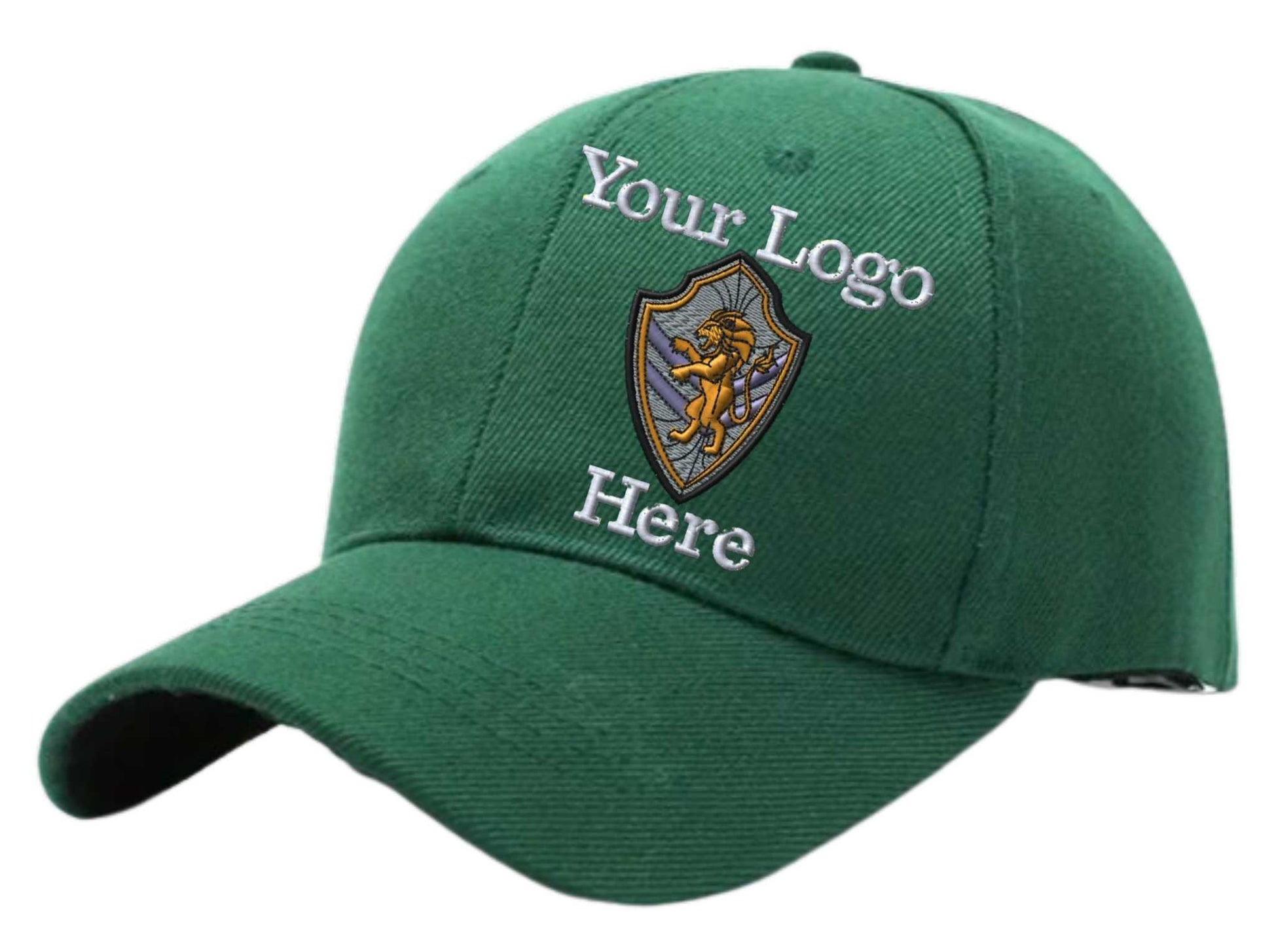 Adjustable Ball Cap Your Custom Logo Image Embroidered on Cap - dark green