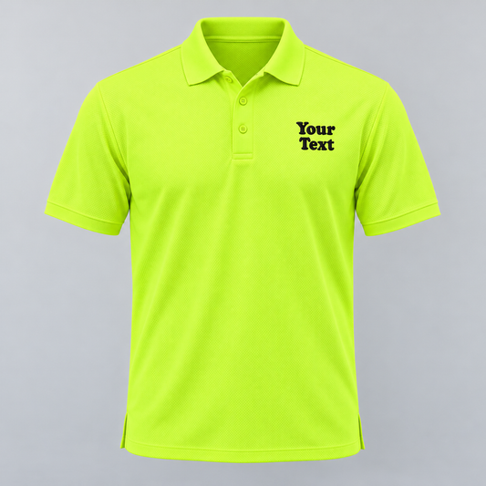 Men’s Safety Yellow Polo – Custom Embroidered Text