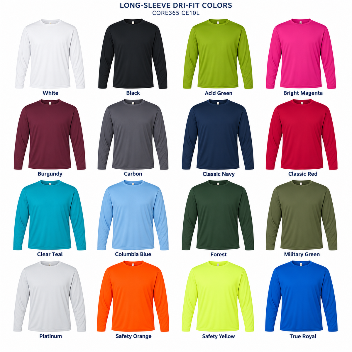 Custom Printed Dry Fit Sport Long Sleeve T-shirts Men -Your Design -4 pack
