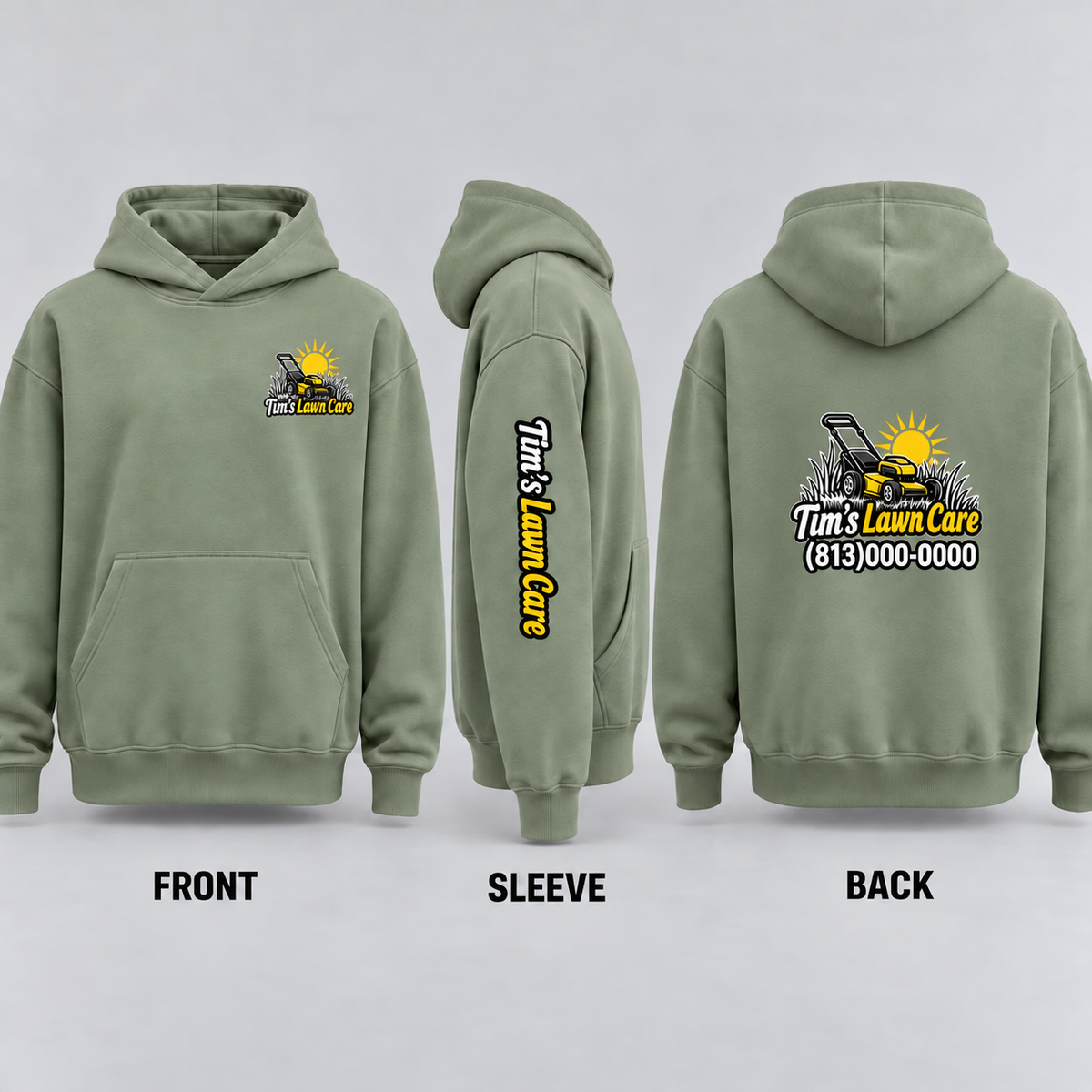 Bella + Canvas 4719 Sage Heavyweight Hoodie with Custom Embroidery or Print