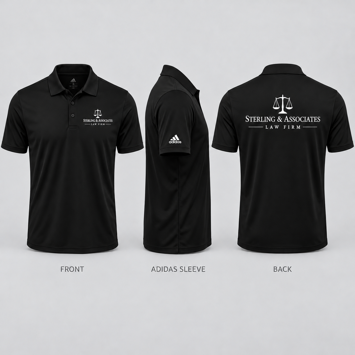 Adidas A230 Men’s Black Performance Polo with Custom Embroidery or Print