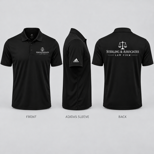 Adidas A230 Men’s Black Performance Polo with Custom Embroidery or Print