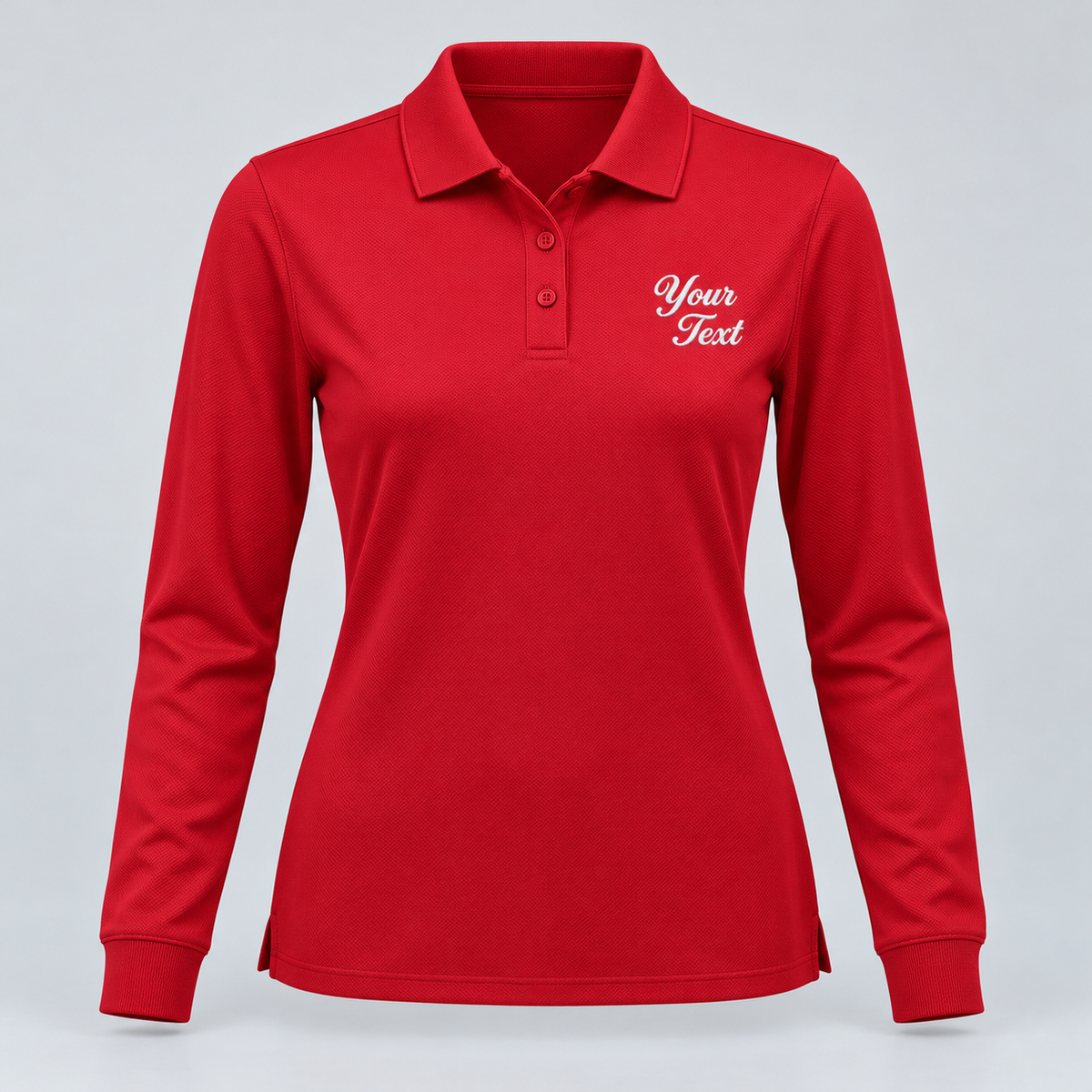 Women’s Long-Sleeve Dry-Fit Polo – Custom Embroidered Text