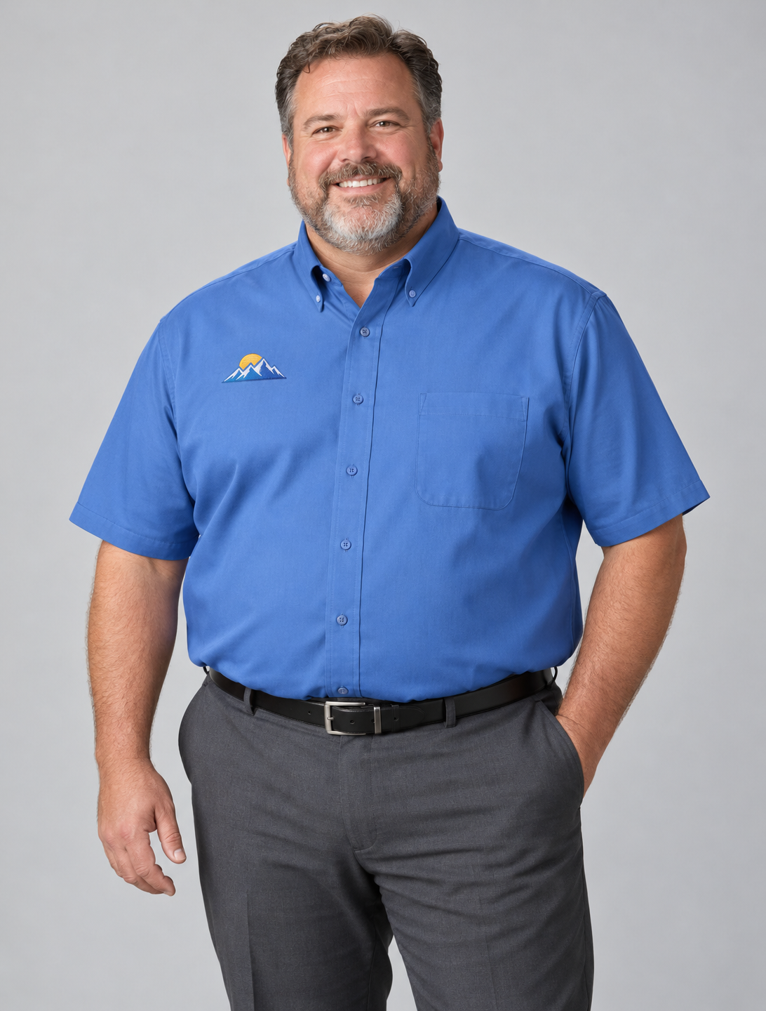 Men's Short Sleeve Dress Shirt w/ Logo Embroidered — M500S