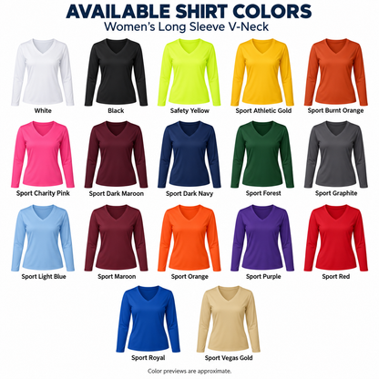 Custom Printed Long Sleeve V-Neck Dri-Fit shirts -4 Pack Women