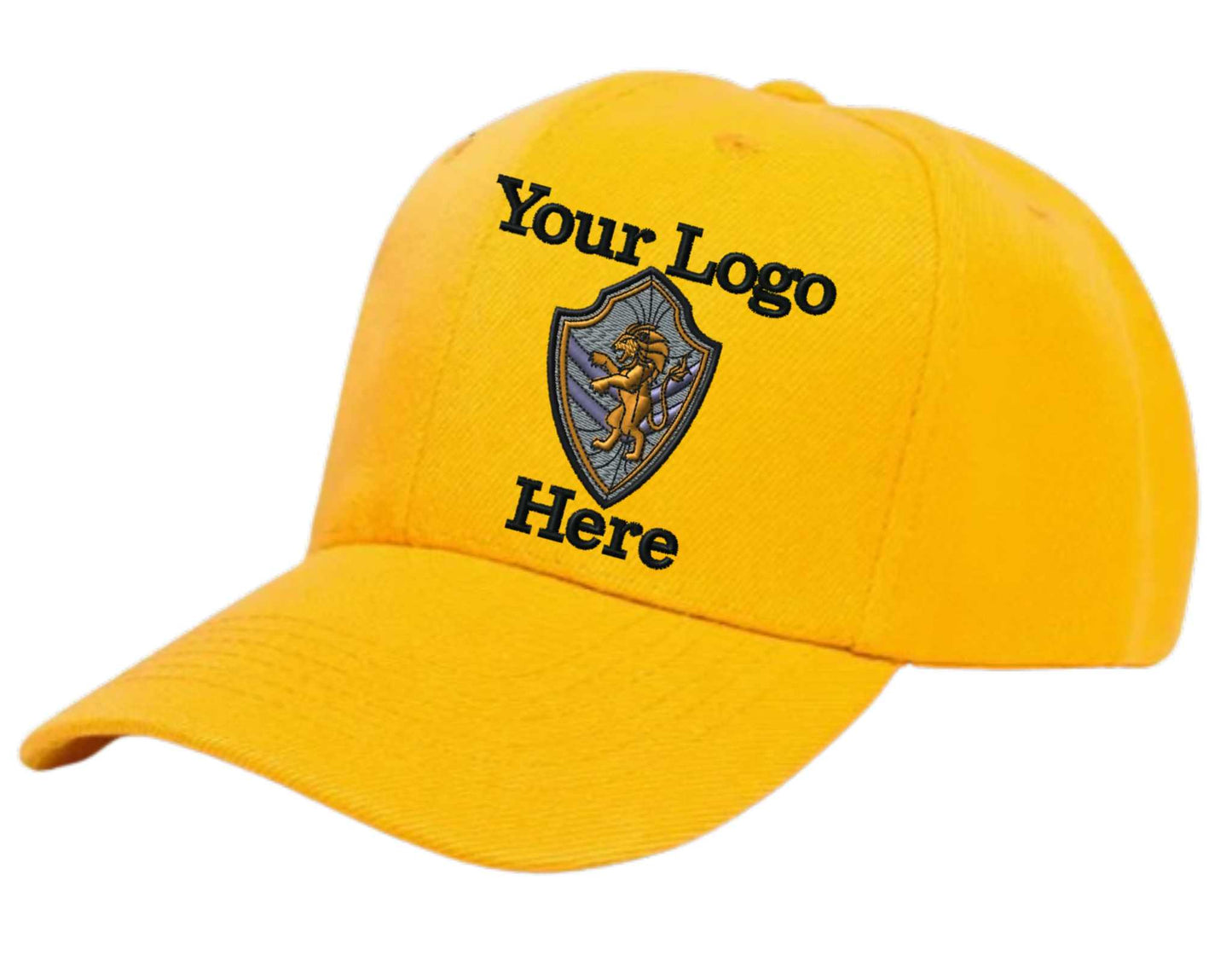 Adjustable Ball Cap Your Custom Logo Image Embroidered on Cap - yellow gold