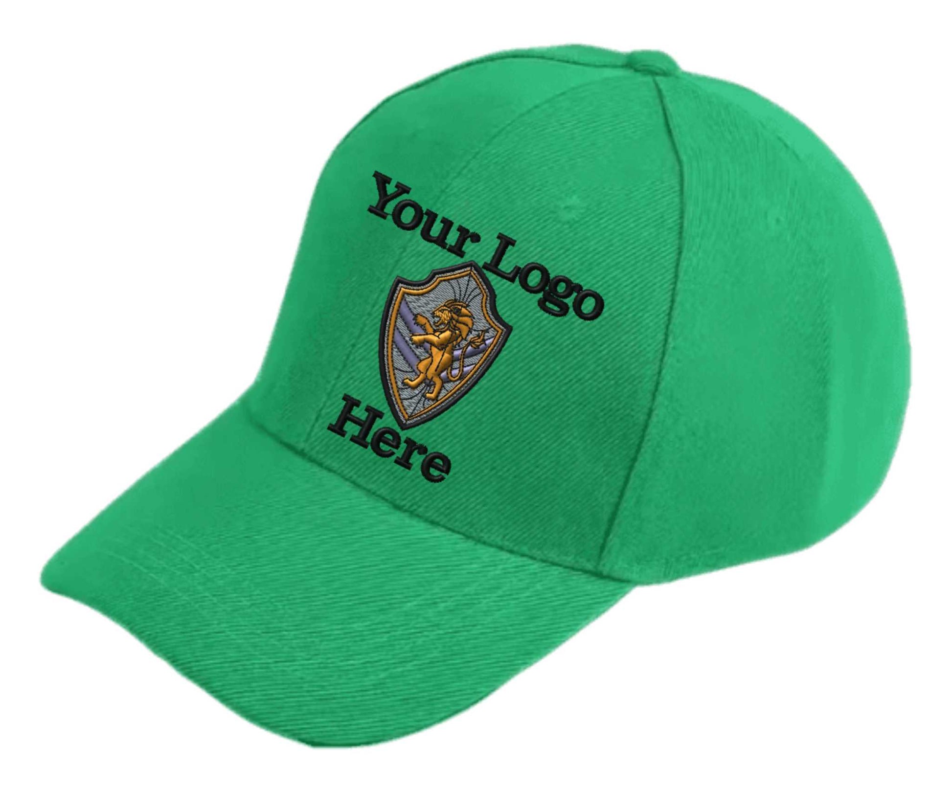 Adjustable Ball Cap Your Custom Logo Image Embroidered on Cap - Kelly green