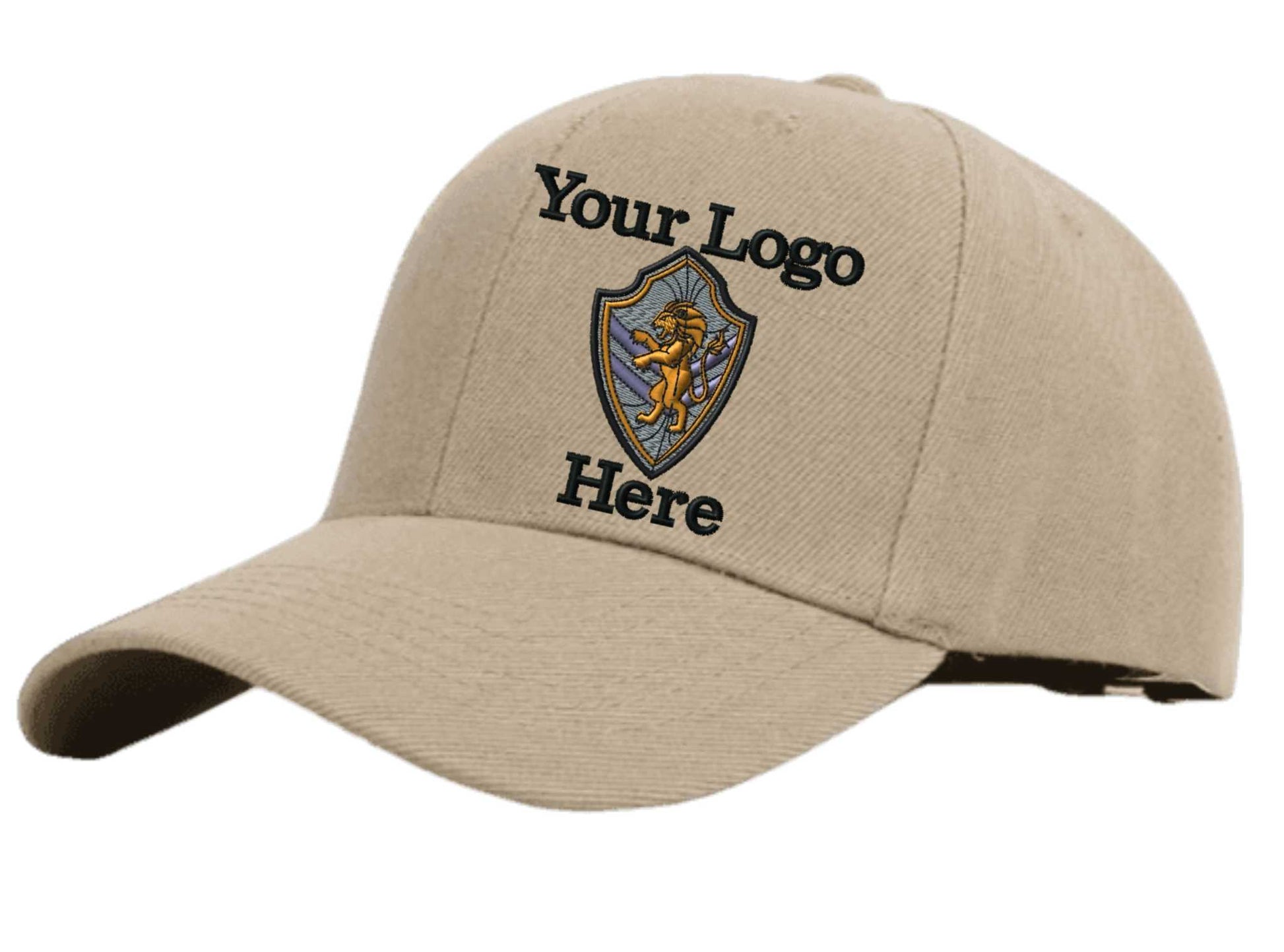 Adjustable Ball Cap Your Custom Logo Image Embroidered on Cap - khaki