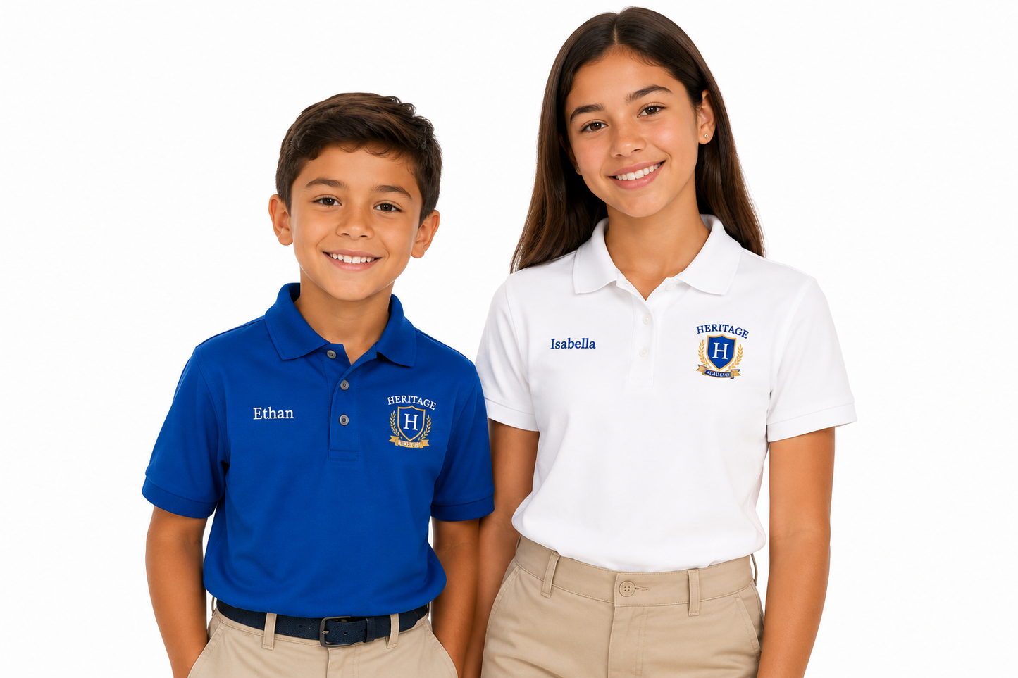 Kids Polo Shirts Custom Logo & Name Embroidered 3-Pack