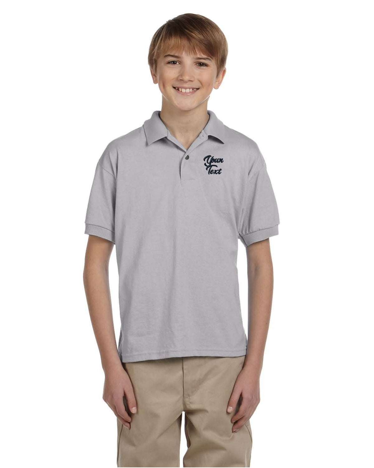 Kids 5 Pack School Shirts With Personalized Text Embroidered - grey