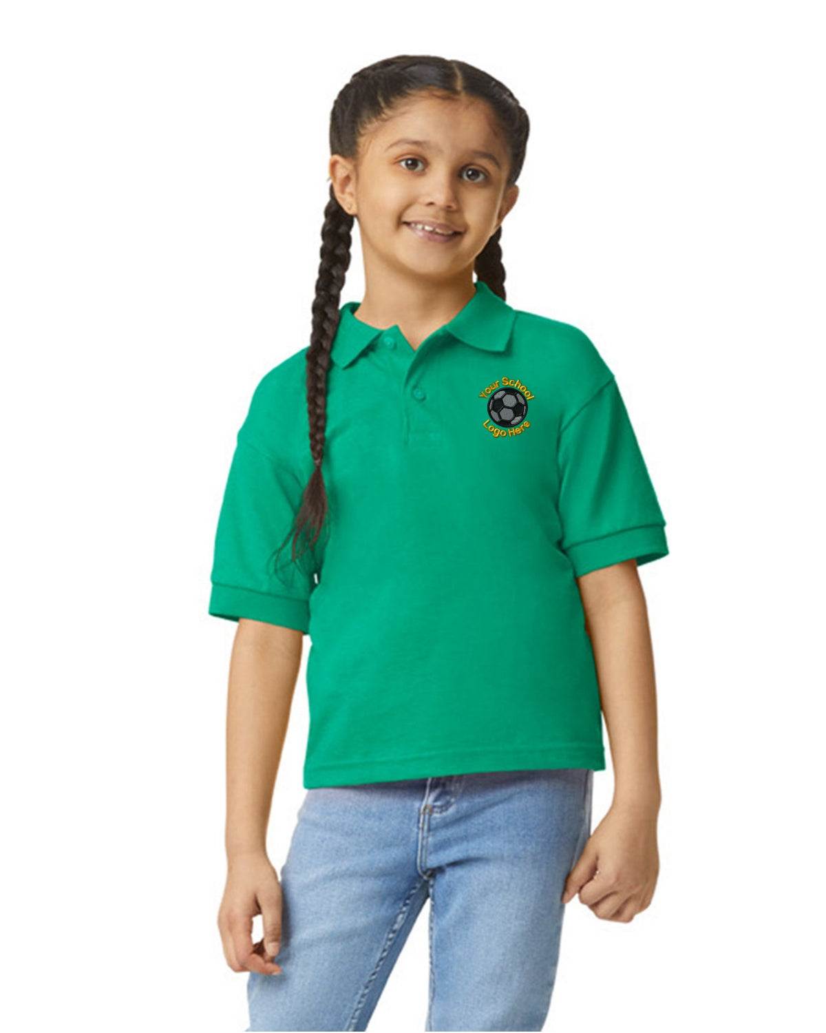 Kids School Shirts Custom Personalized Polos 5-Pack Back To School - Kelly green