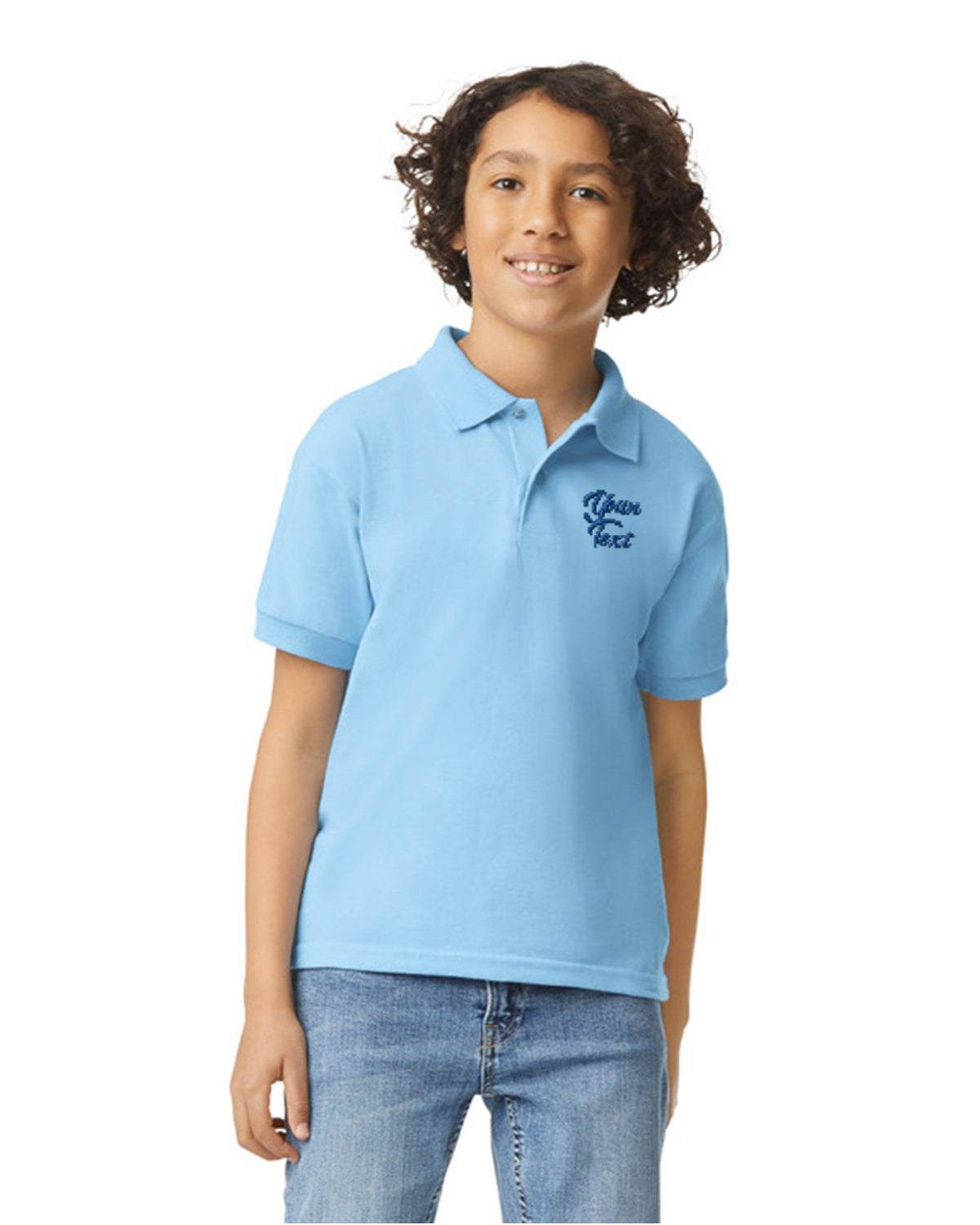 Kids 5 Pack School Shirts With Personalized Text Embroidered - blue