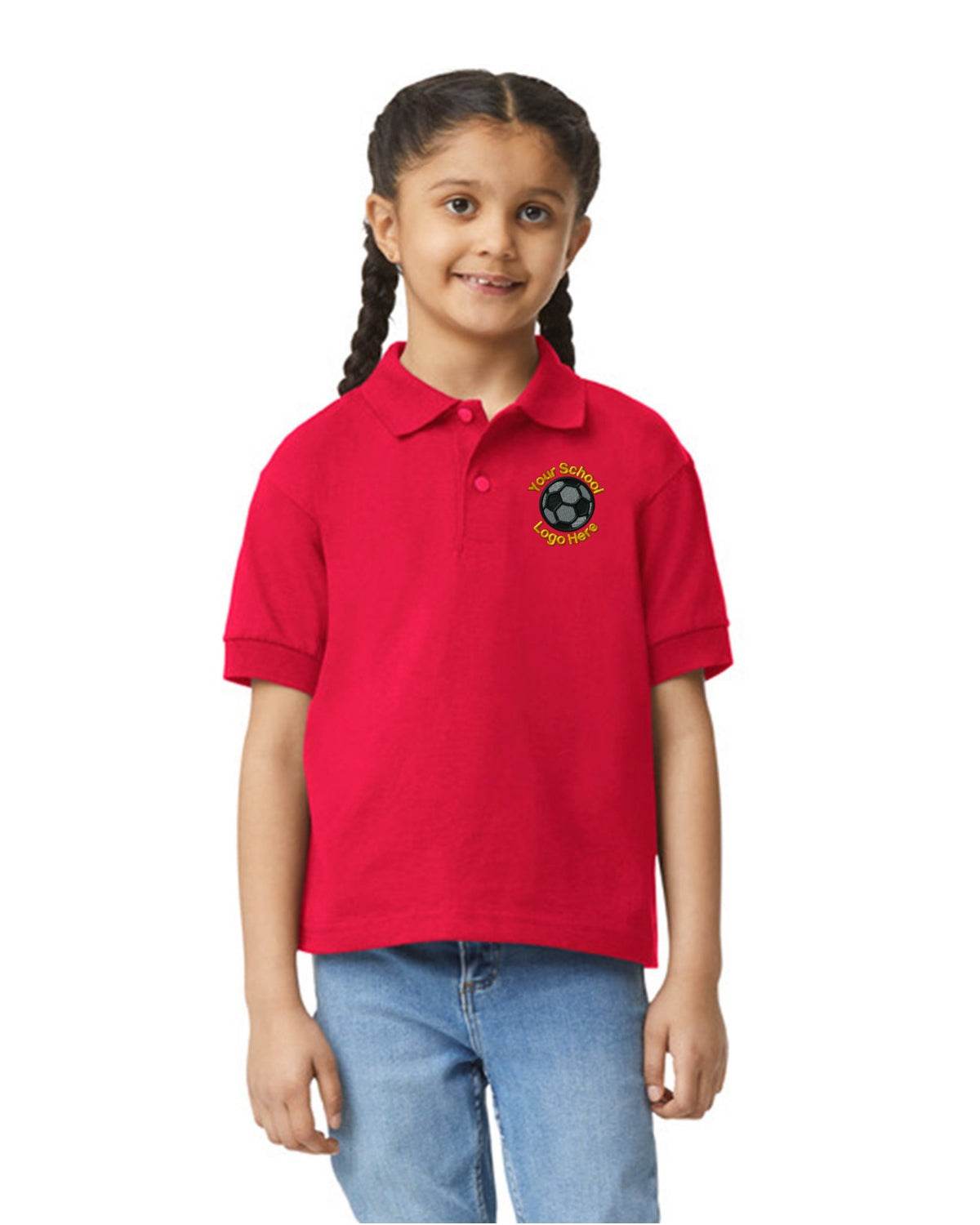 Kids School Shirts Custom Personalized Polos 5-Pack Back To School - red