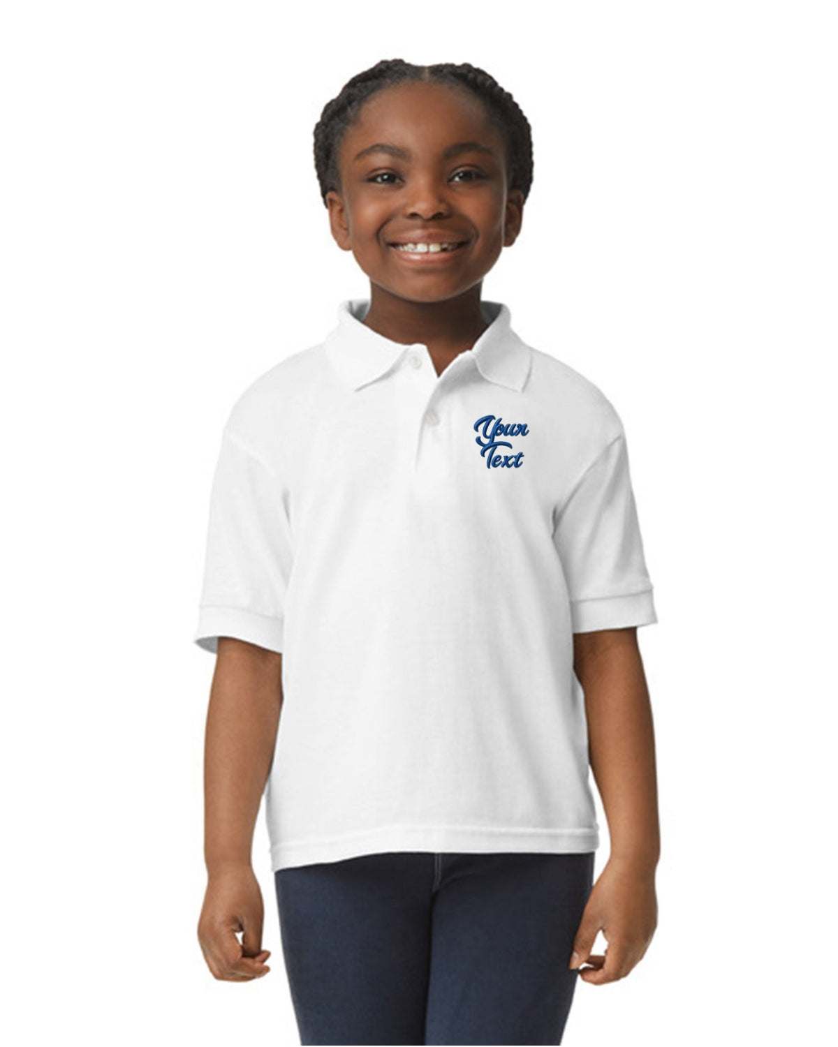 Kids 5 Pack School Shirts With Personalized Text Embroidered - white