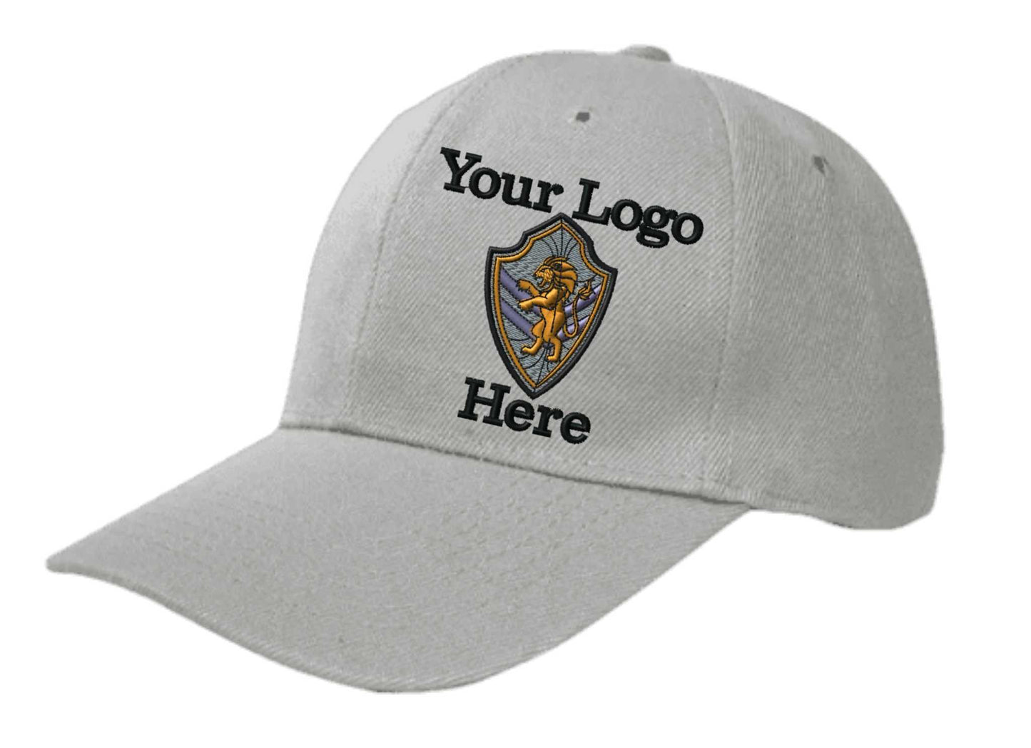 Adjustable Ball Cap Your Custom Logo Image Embroidered on Cap - light grey