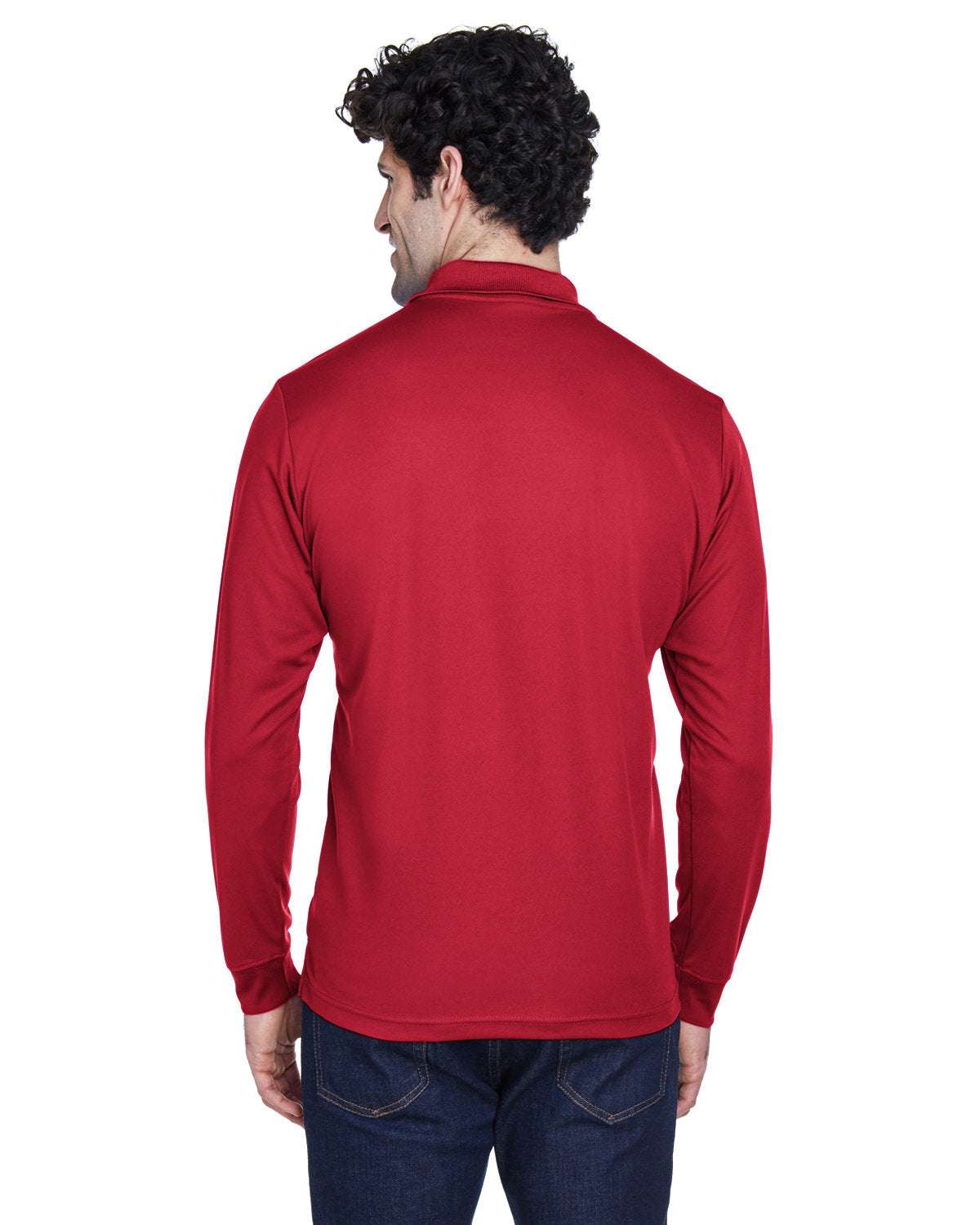 Long Sleeve Polo Shirt With Custom Business Logo Embroidered - Men - red