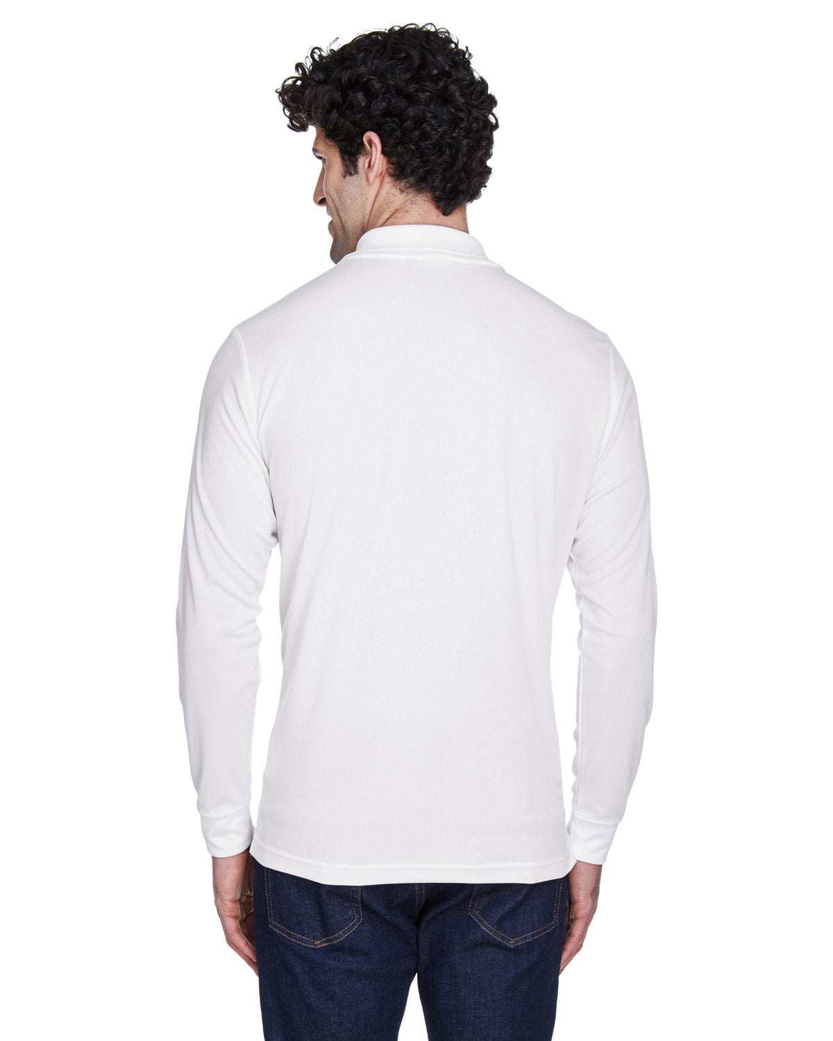 Long Sleeve Polo Shirt With Custom Business Logo Embroidered - Men - white